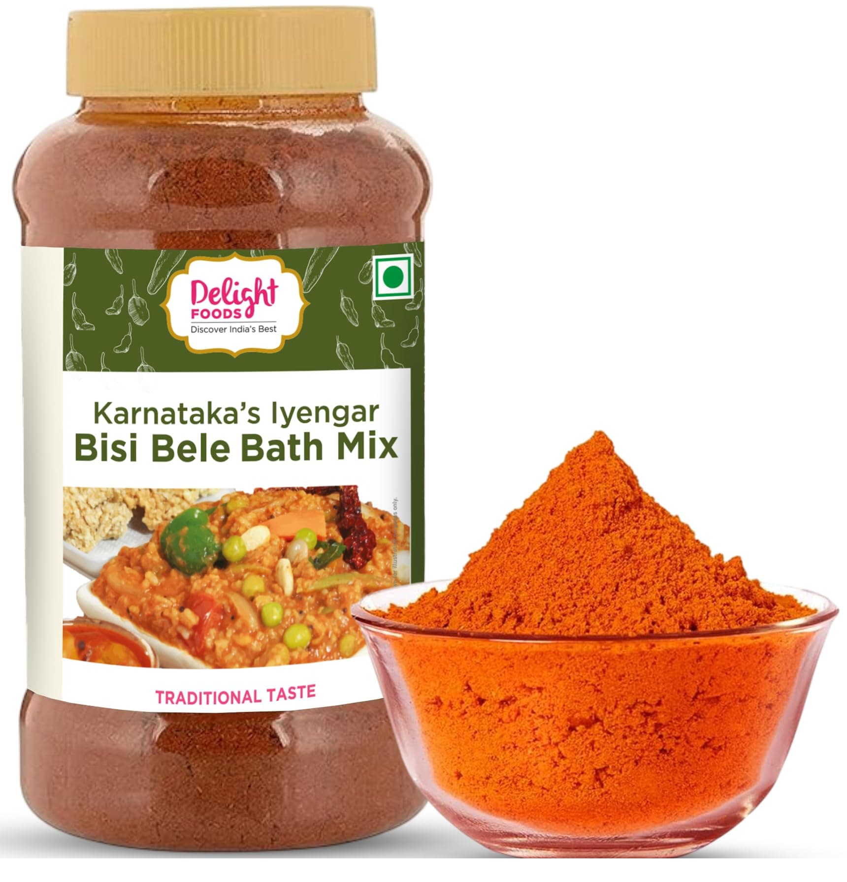 Delight Foods Karnataka Iyengar Bisi Bele Bath Masala Powder 250g | Authentic South Indian Spice mix | Traditional Iyengar Recipe | No Added Preservatives
