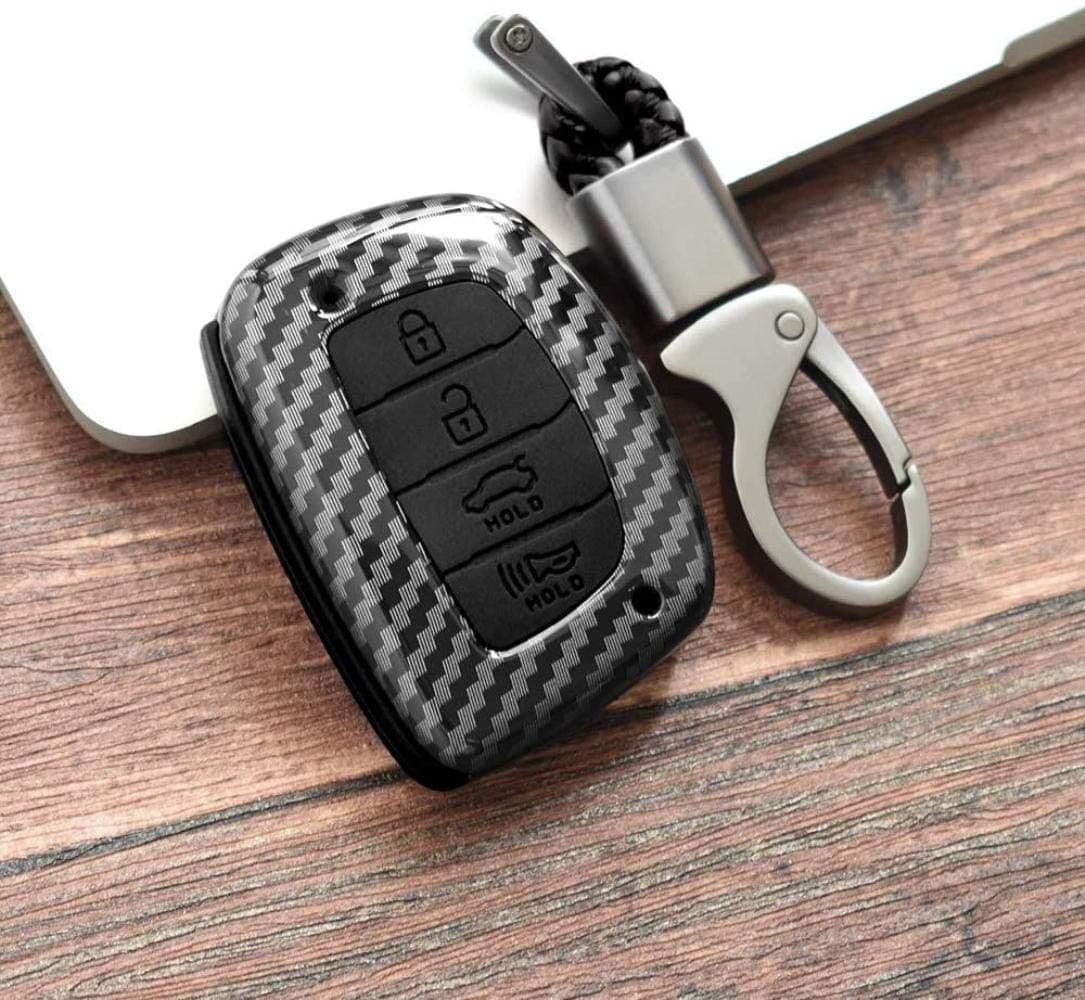 Car Key Cover for Hyundai Santa FE i30 ix35 Encino Elantra Veloster Kona Accent Azera IG Grandeur Protective Key Fob Cover Silicone Plastic Key Case Keyring 3-Button Remote Protecto