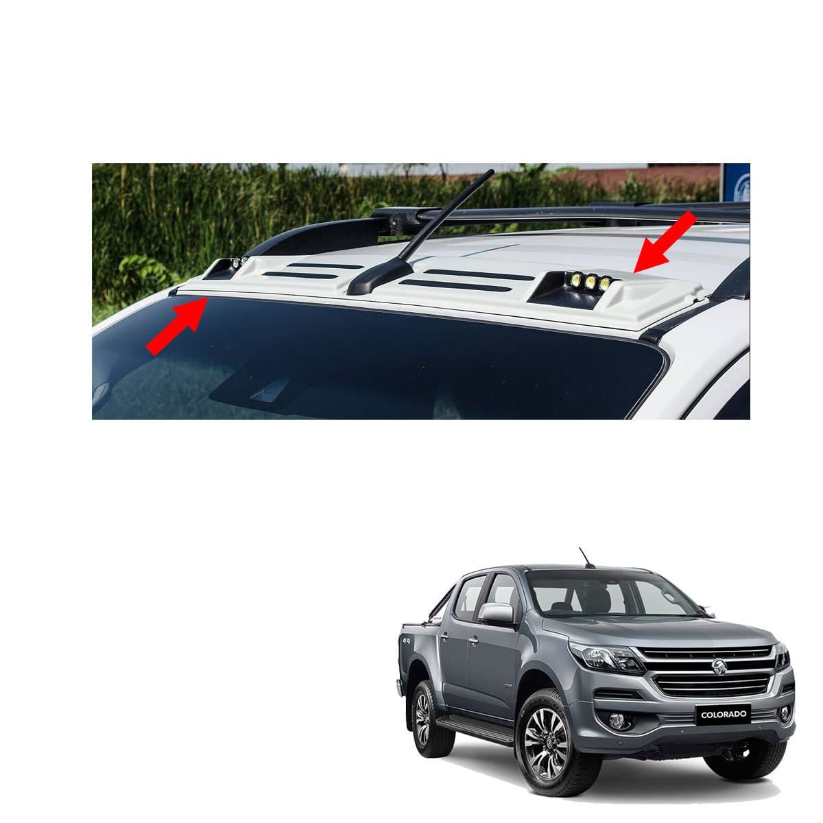 Powerwarauto LED Front Roof Spoiler Cover White Trim 1Pc Trim For Chevrolet Holden Colorado Z71 2017 2018