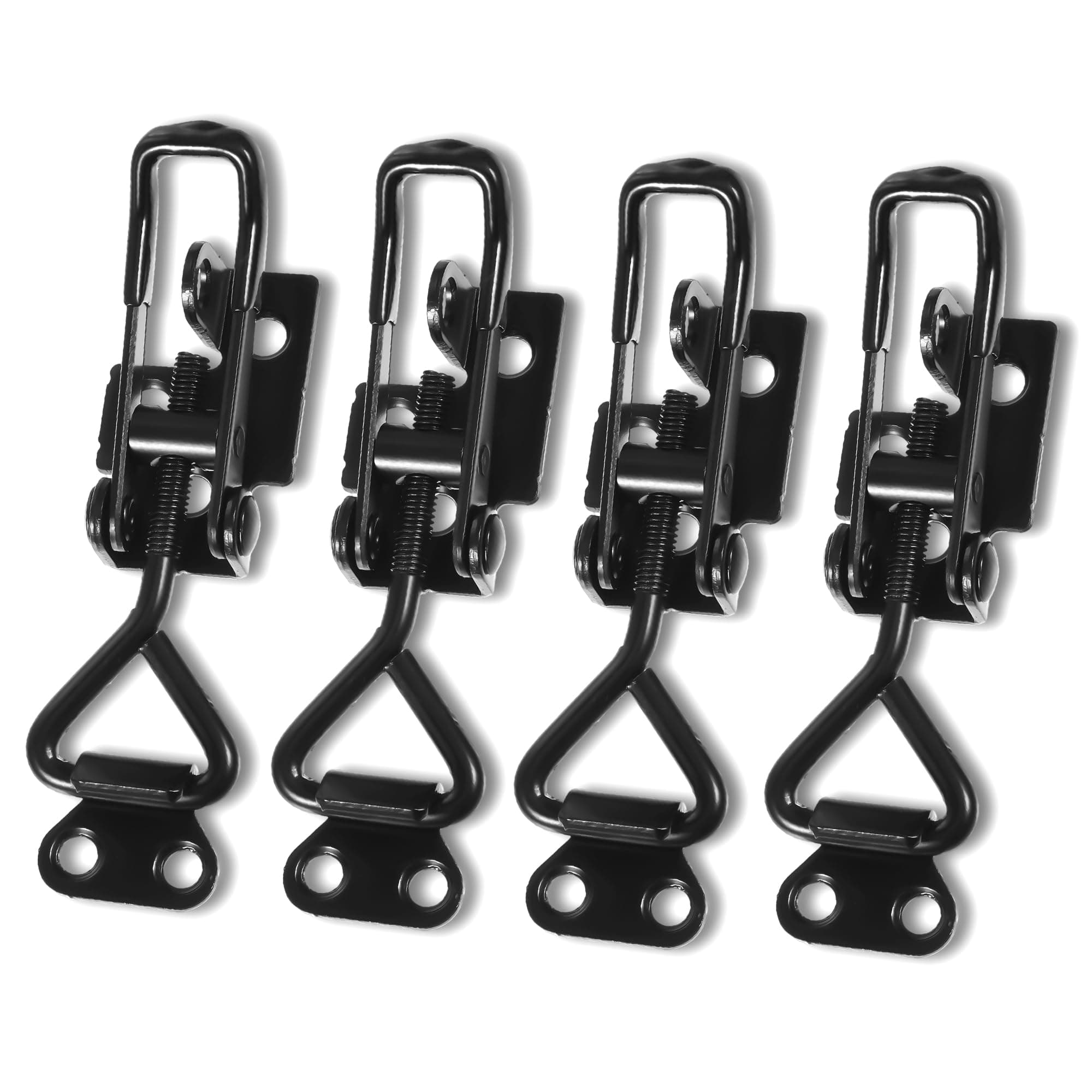 4Pcs Toggle Latch Black Metal Toggle Antaisen Clamp Heavy Duty Large Adjustable Qiuck Release Steel Hasp Catch Fastening Cargo Clip Closure Tension Lock for Tool Boxes Trunk Cases Door Cabinets
