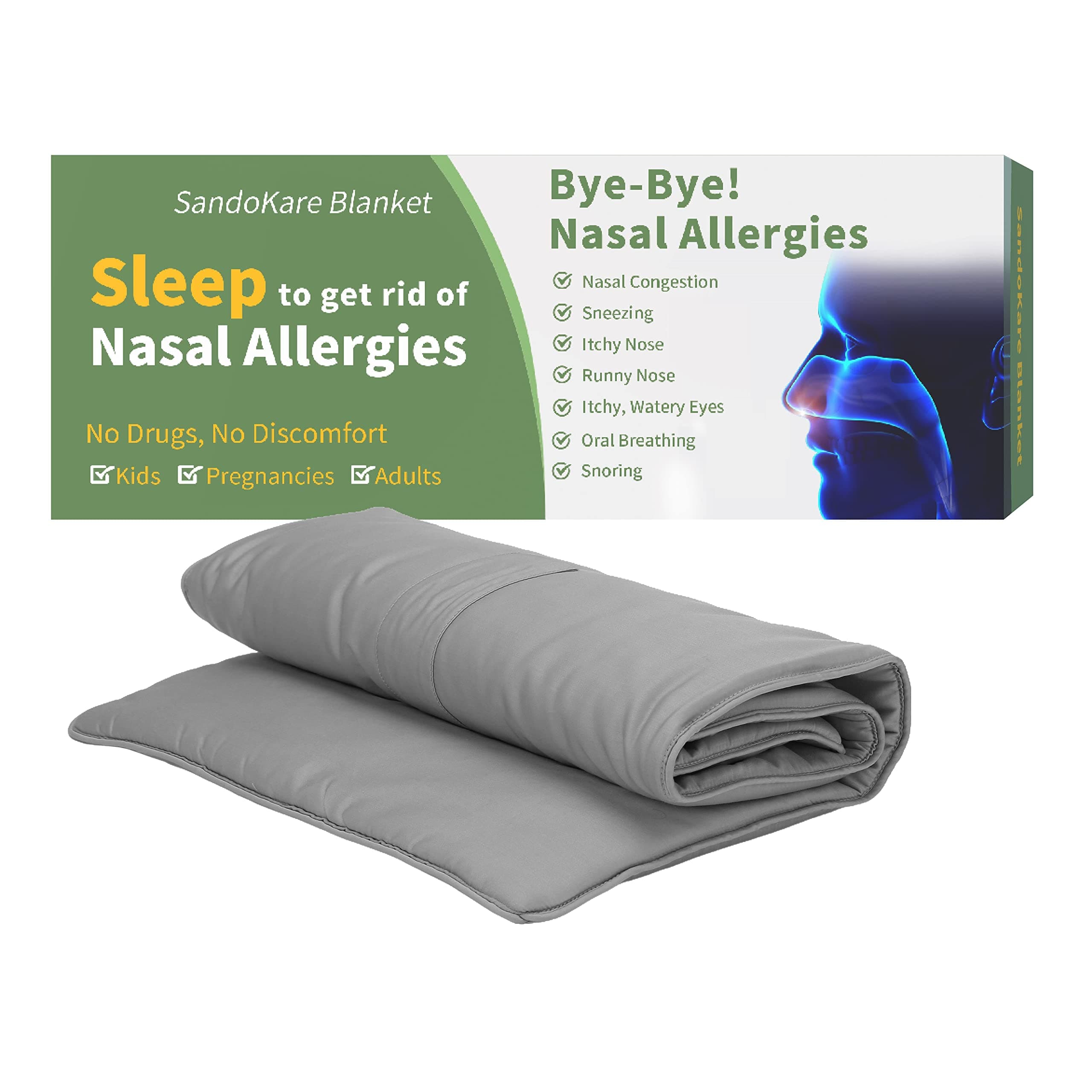 Nasal Allergy Relief Blanket, Drug-Free Nasal Care for Sinus Relief, Ease Seasonal/Allergic Rhinitis, Hay Fever, Snoring, Nose Breathing, Nose Cleaner, Non-Drowsy Safe for Baby, Kid, Child, Adult
