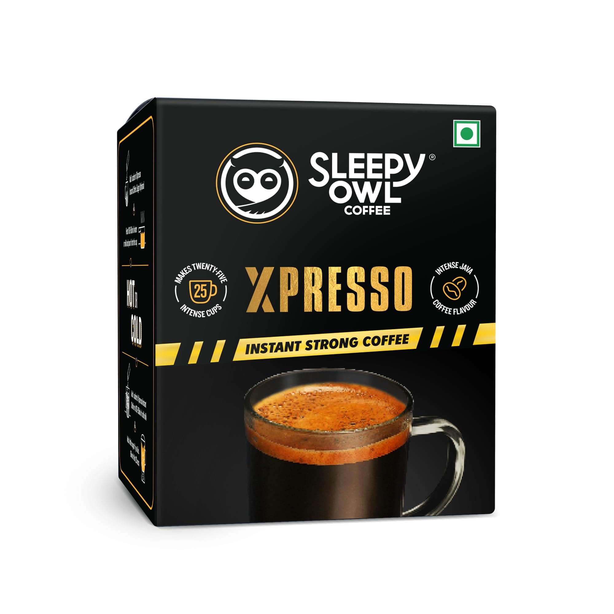 Xpresso Instant Coffee Sachets | Pack of 25 | Dark Roast Intense Java Flavor | Bold & Strong | Convenient On-The-Go Sachets
