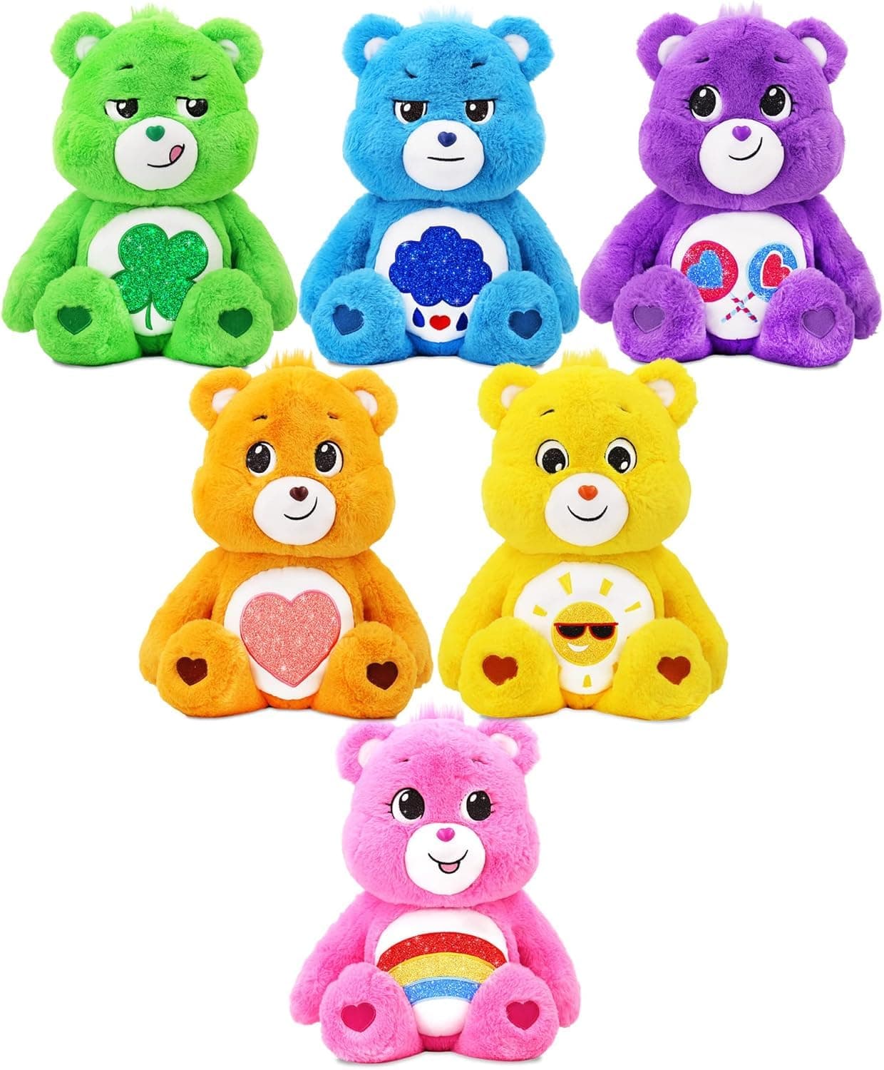 Care Bears18" Plush - Funshine Bear with Glitter Belly Badge - Soft Huggable Material!