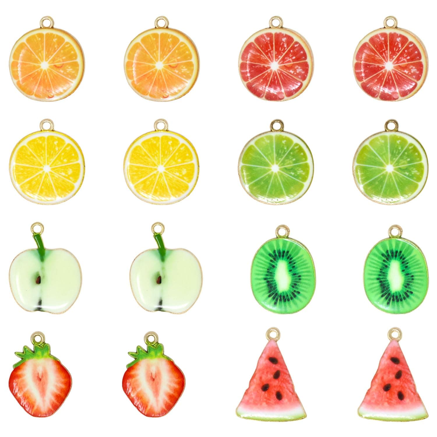 Honbay 32PCS Enamel Fruit Charms Pendnat for Earring Necklace Bracelet Keychain Jewelry Craft Making (8 Style)