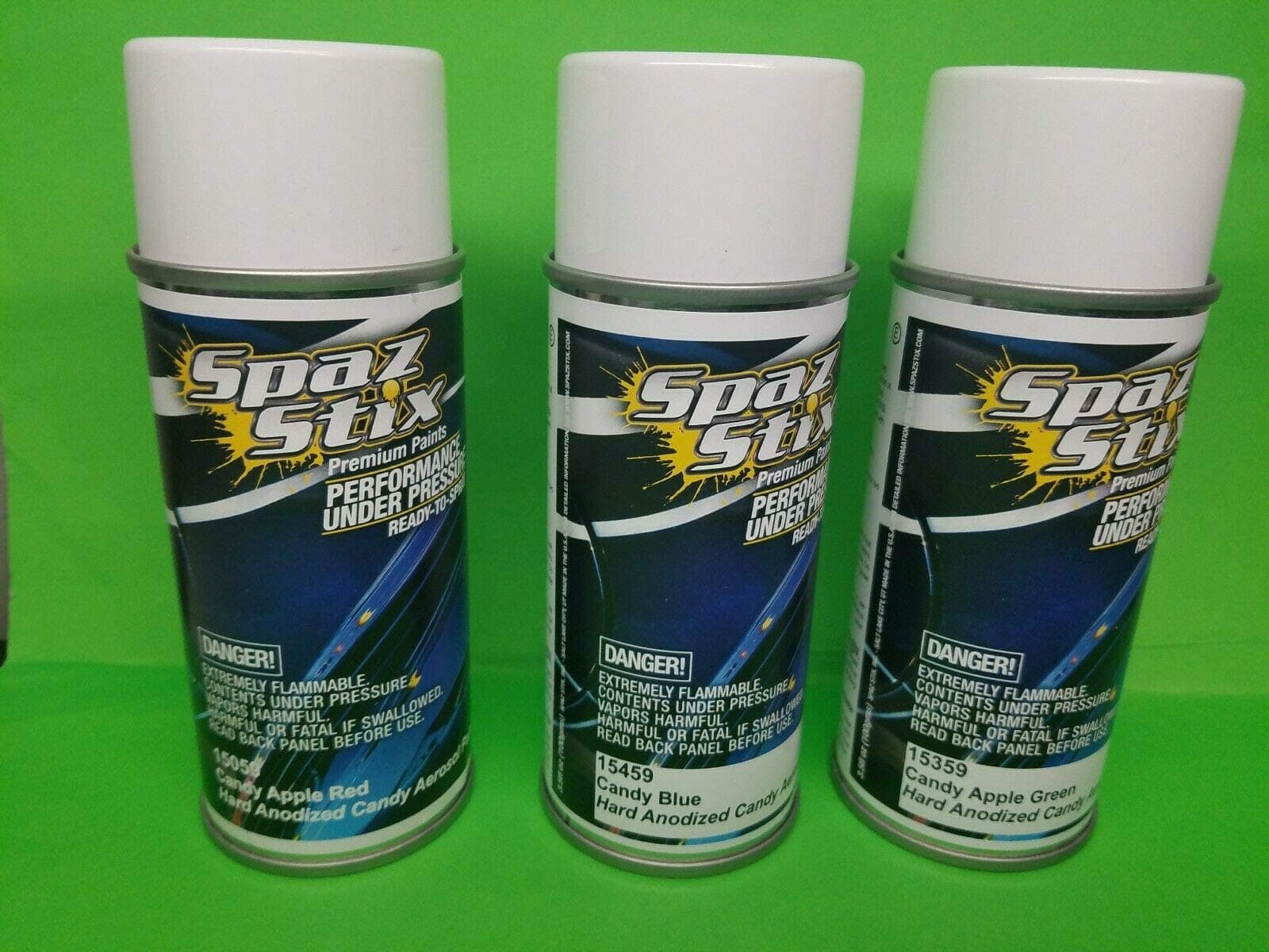 Spaz Stix 3 pack 15359 15459 15059 Candy Apple Green BLUE RED Aerosol Paint 3.5oz tamiya rc car body INCLUDES CHICAGOLAND RC COUPON