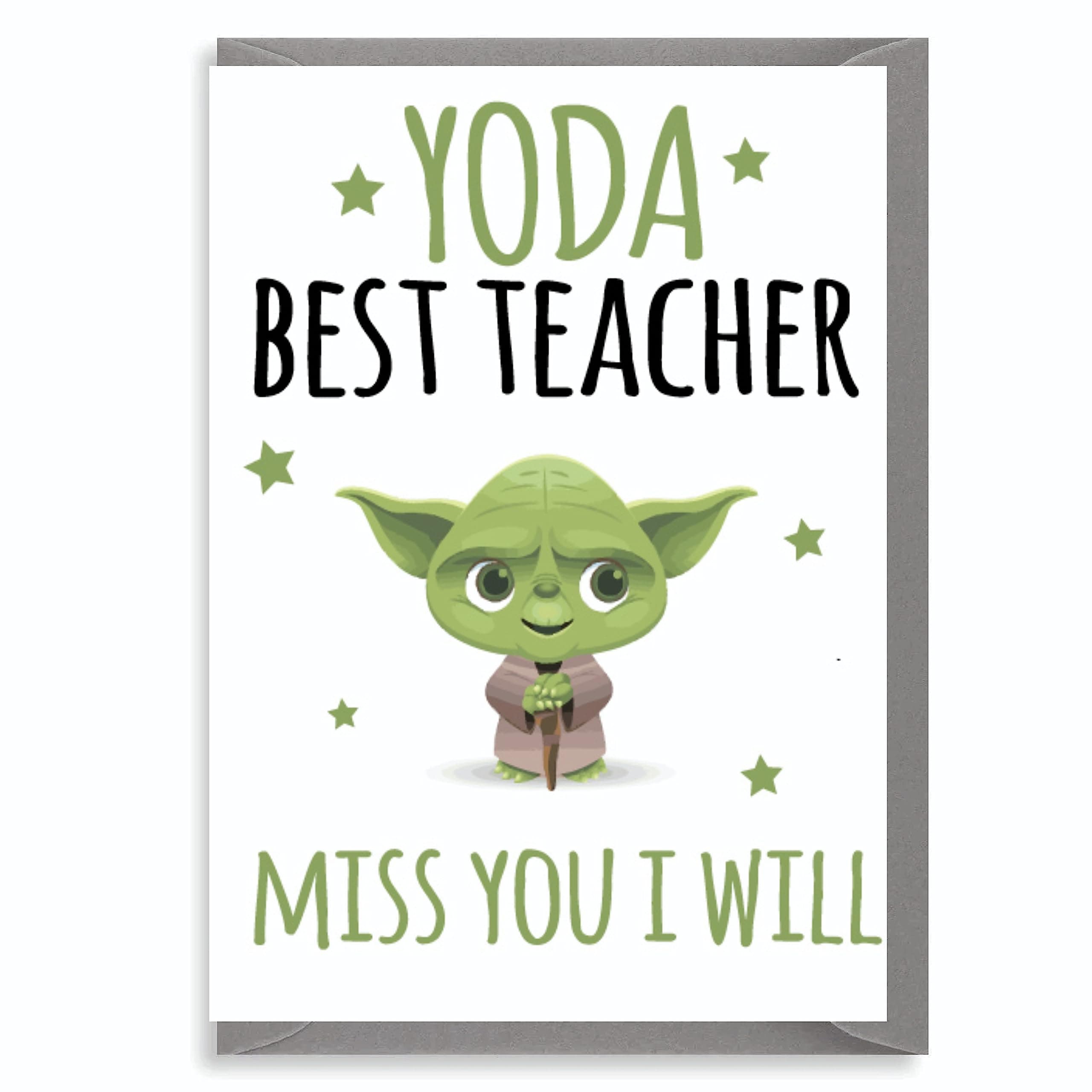 Thank You Cards for Teachers - Head Teacher Card - Yoda Best Teacher Appreciation - Funny Teacher Cards Christmas - Nursery & Teaching Assistant Card Gift - Yoda Best K7