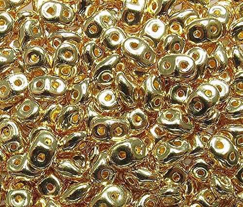 Gold Plated Super Duo Twin Hole Seed Beads 2.5x5mm 10g
