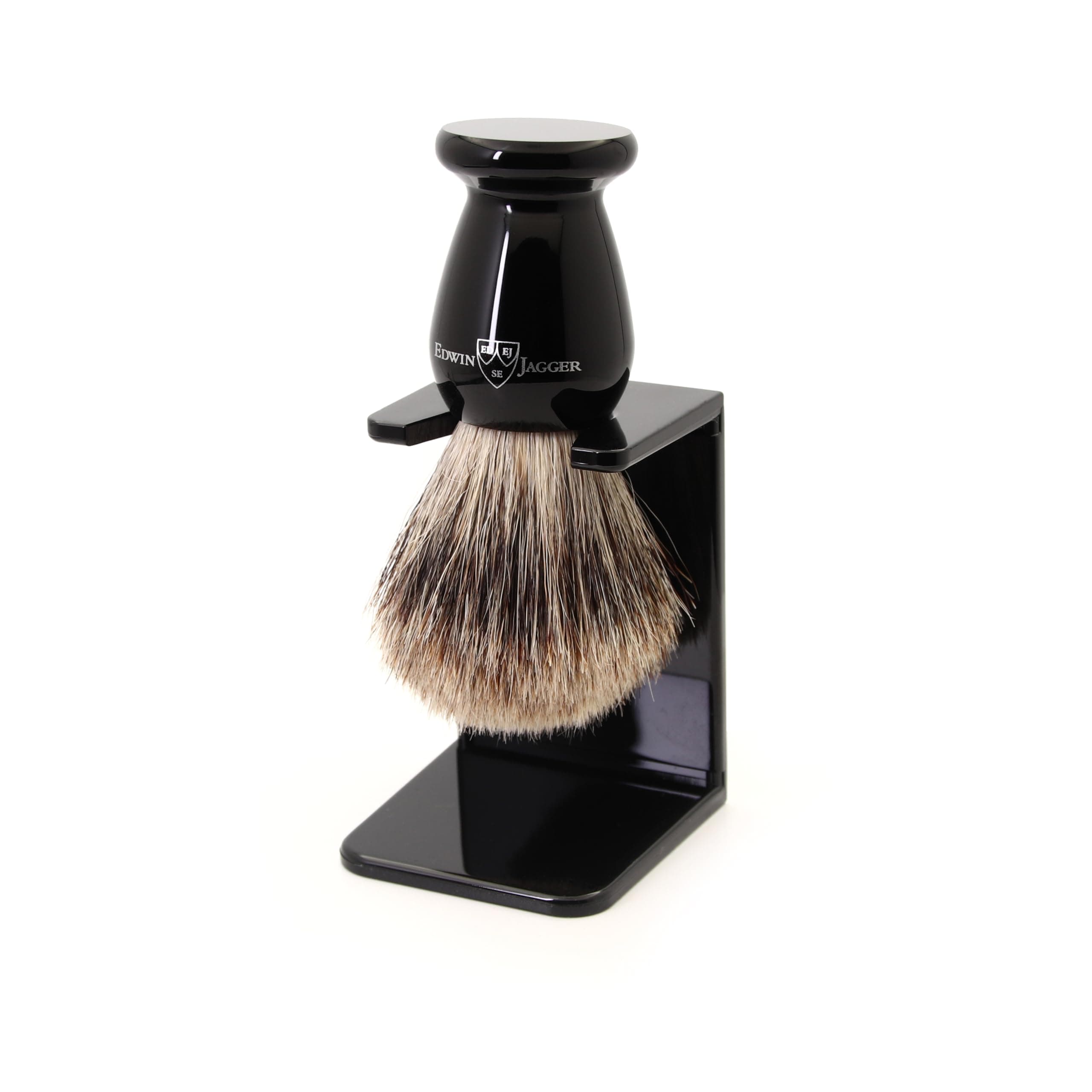 1EJ946SDS Classic Best Badger Hair Exfoliating Shaving Brush with Stand for Shaving Cream or Shaving Soap for Men and Women (Imitation Ebony)