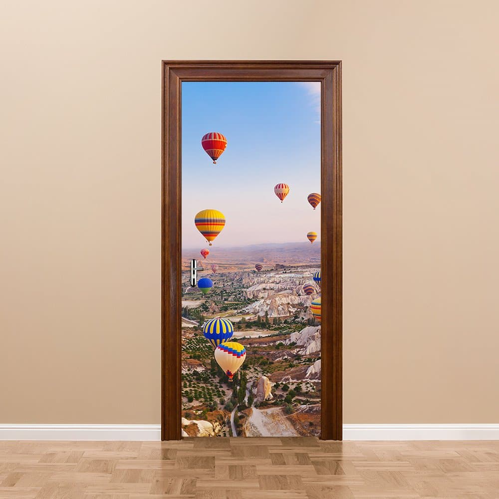 Fulanky DIY 3D Hot Air Balloon Landscape Door Stickers Self Adhesive