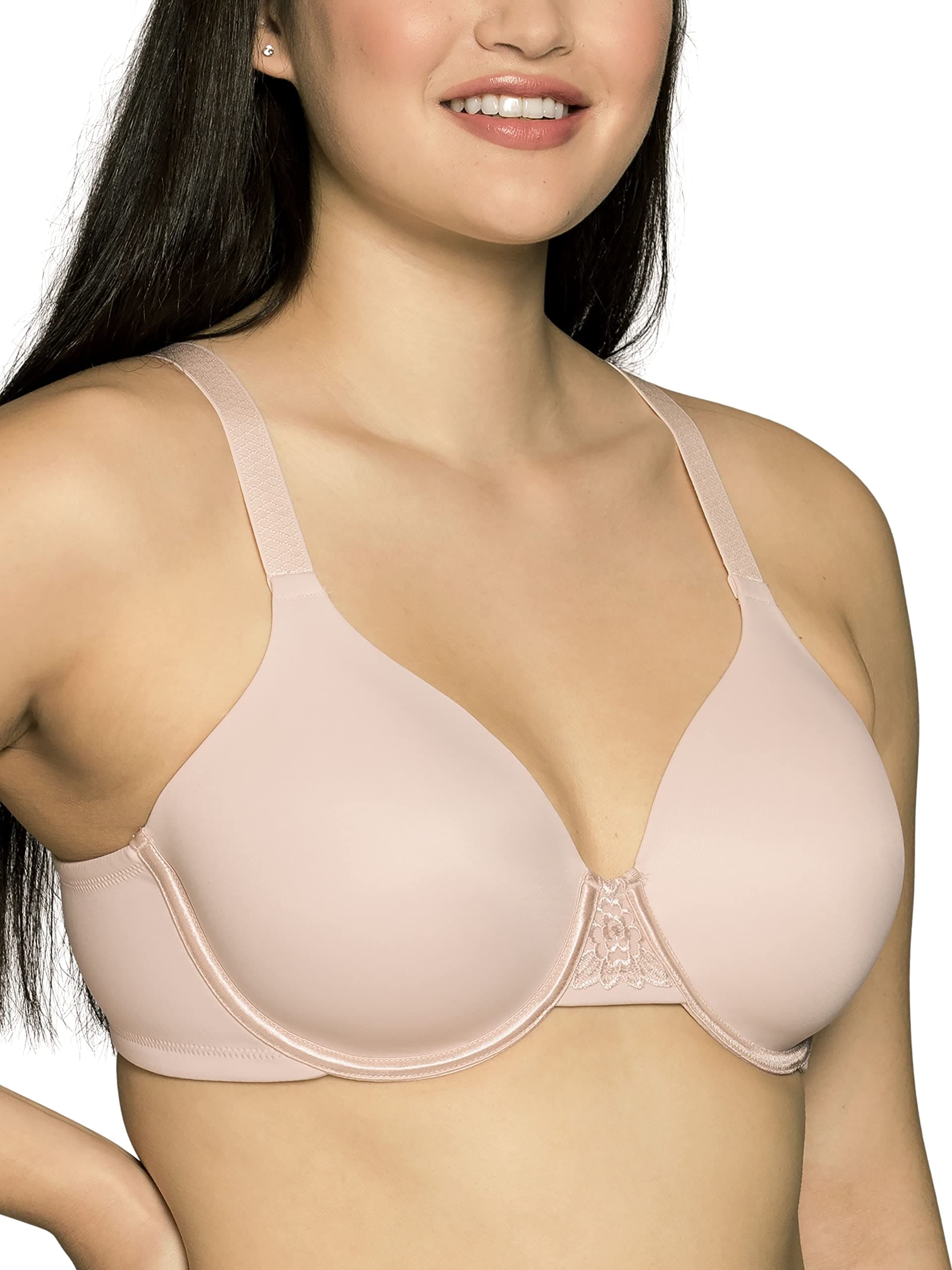 Vanity FairWomen's Full Figure Beauty Back Smoothing Bra, 4 Way Stretch Fabric, Lightly Lined Cups up to H
