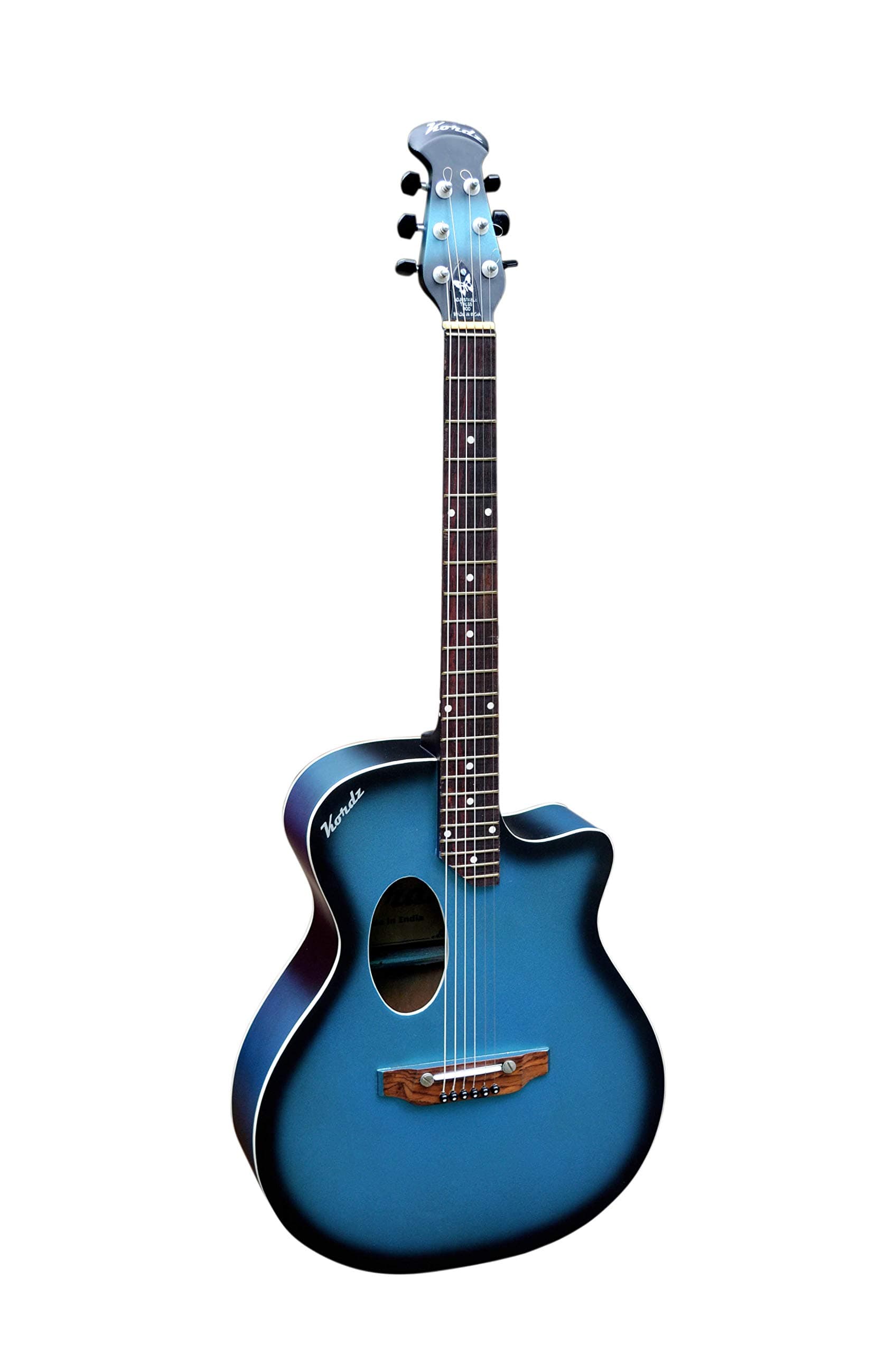 Kordz Oval Blue Matt Acoustic Guitar With Bag,Strap,1 Set of Extra Strings and 2 Picks
