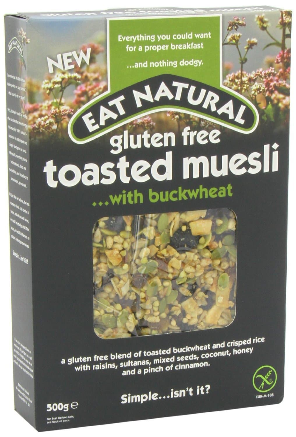 6 Pack of Gluten Free Eat Natural Toasted Muesli- Buckwheat 500 g