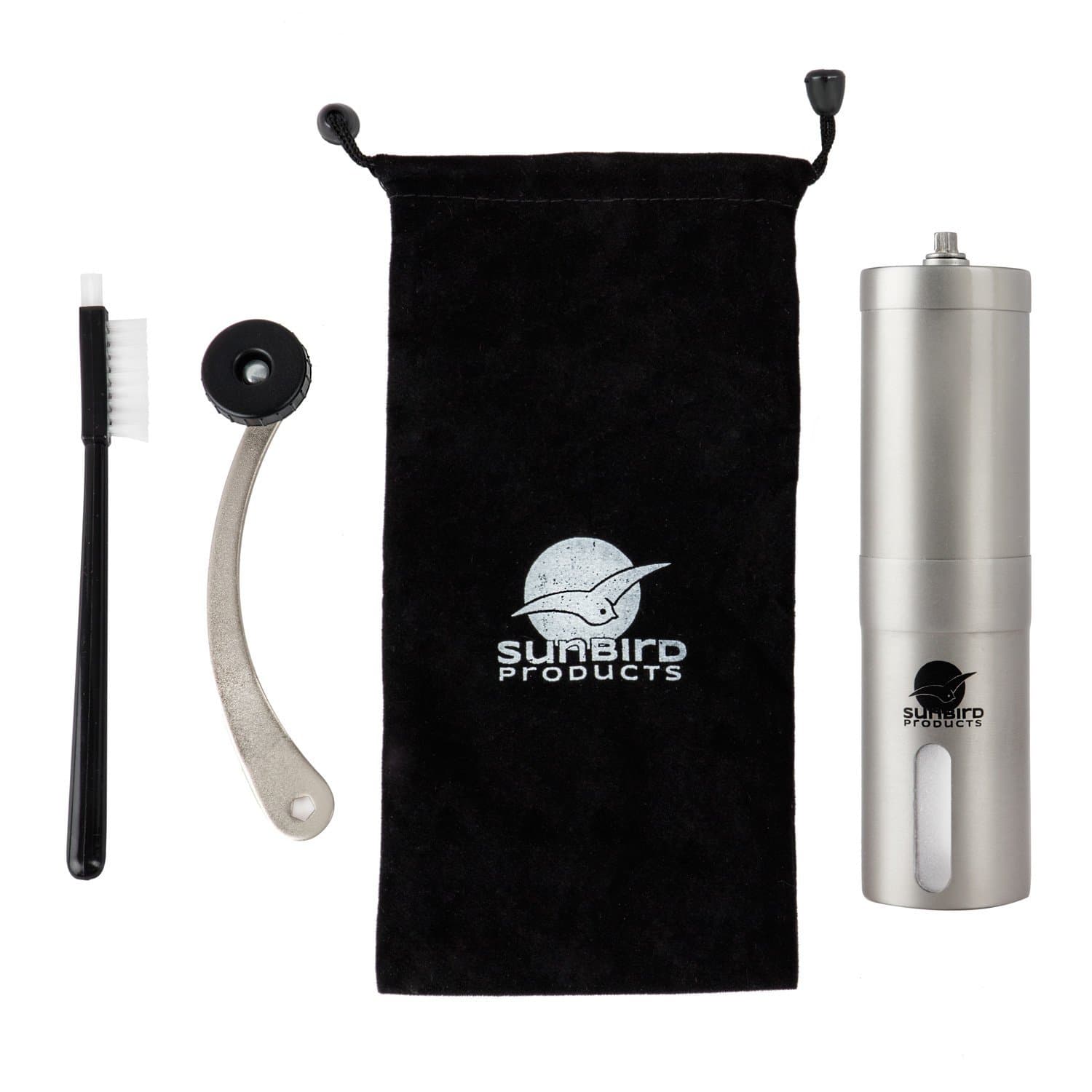 Ceramic Burr Manual Coffee Grinder, Portable Coffee Mill, Stainless Steel - Aeropress Compatible, Kit Comes with Carry Travel Case and Cleaning Brush