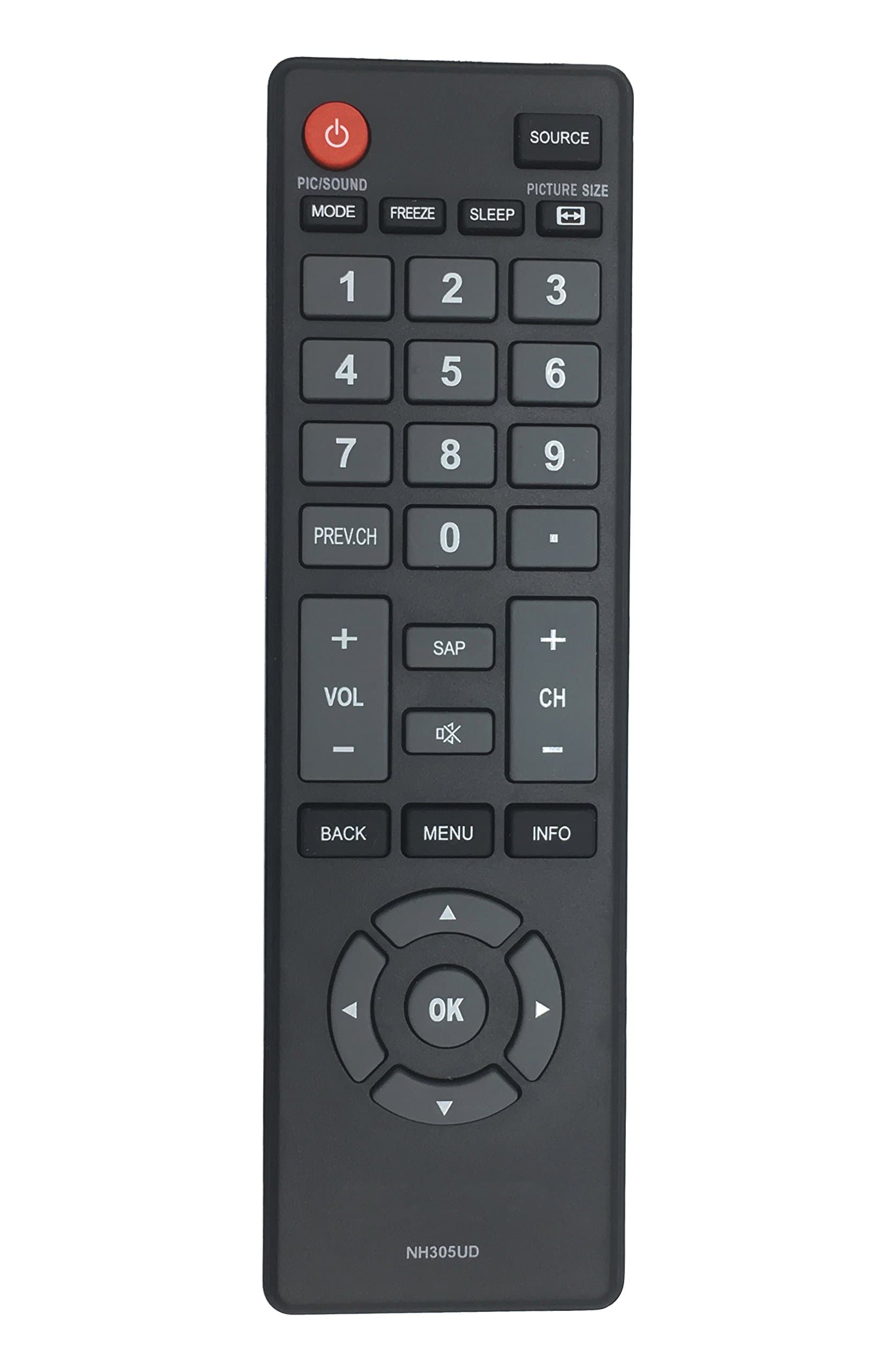 NH305UD Replace Remote Control fit for Emerson TV LF501EM4 LF501EM4F LC320EM3FA LF402EM6 LF402EM6F LF461EM4 LF461EM4A LF501EM4A LF501EM5 LF501EM5F LF501EM6F NH310UP 32FNT004 NH303UD NH304UD 32FNT005