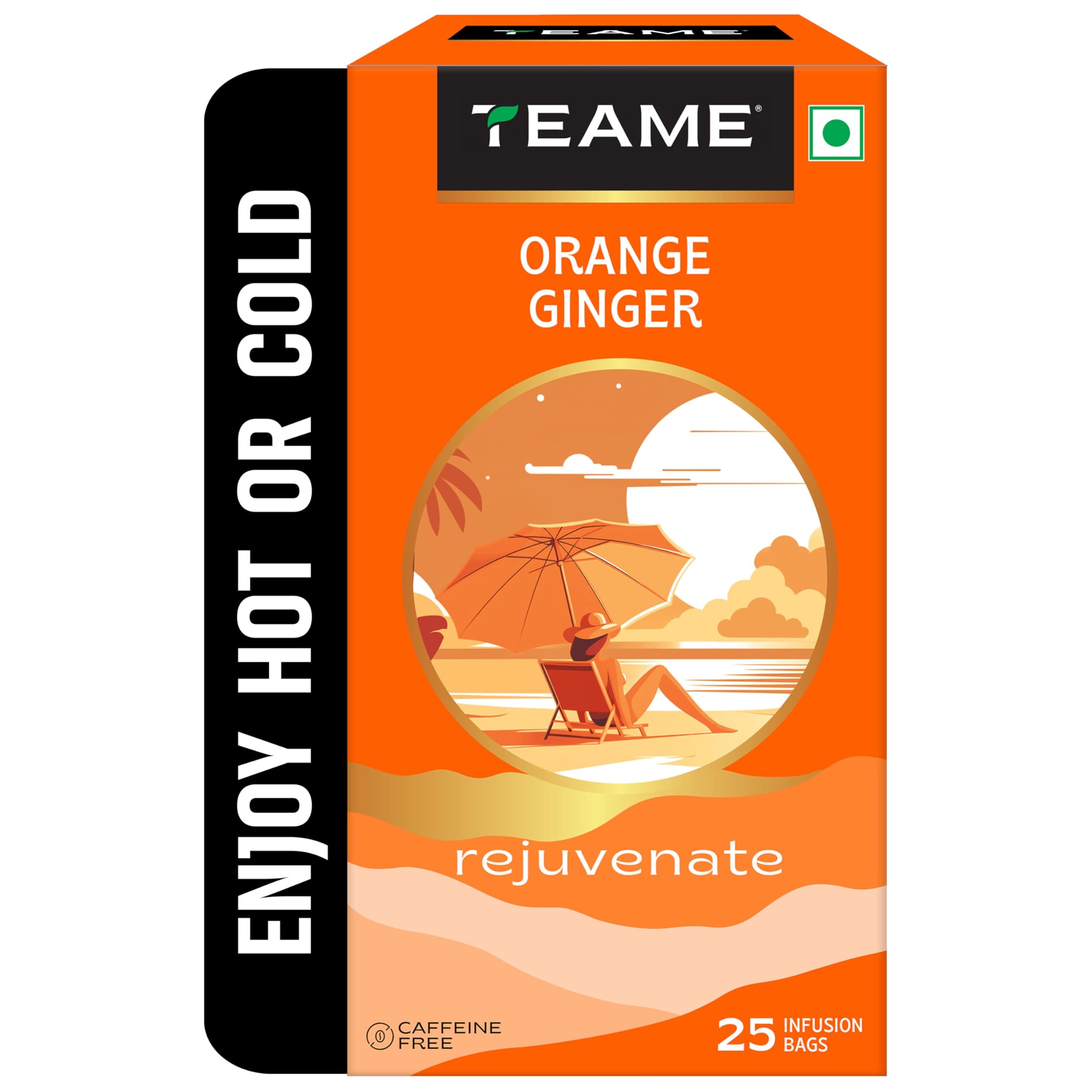 TE-A-ME Orange Ginger Herbal Tea Bags 25 pcs | Fruit - Herbal Tea | Non Caffeine Tea | Sugar Free