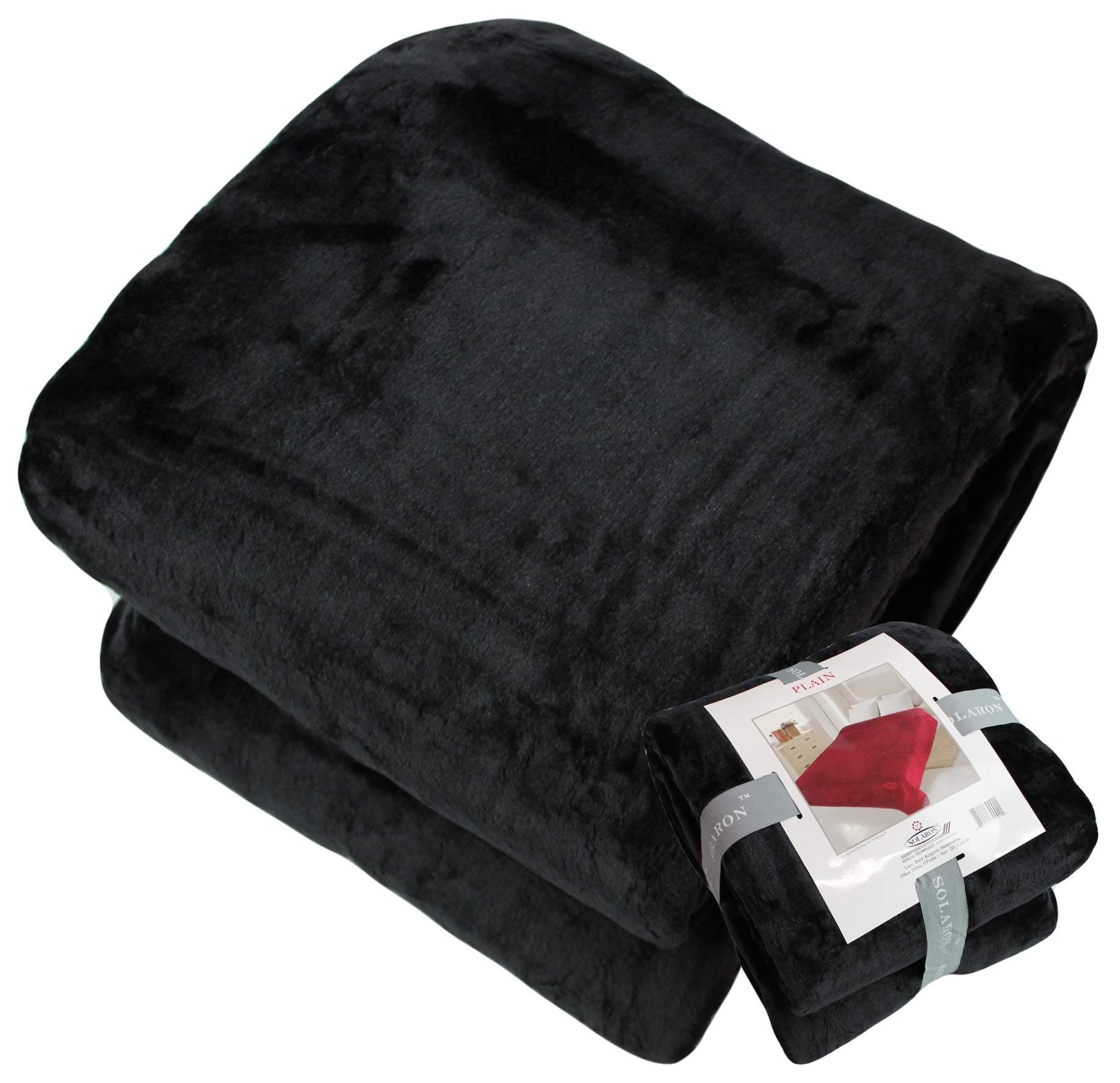 Queen Blanket Soft Extra Large for Fall Winter Spring All Season Cozy Warm 430GSM Medium Weight Thermal Thick Flannel Fleece for Couch Bed Sofa 88 x 95 inches (Black, 2)