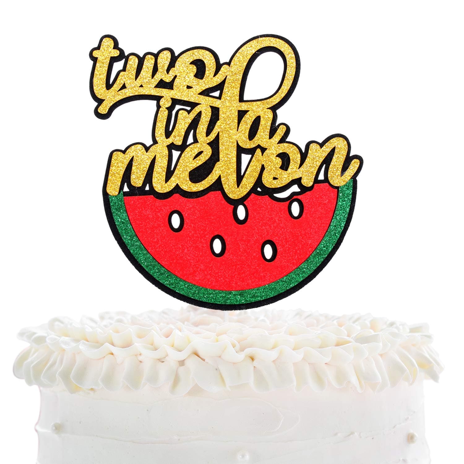 Two In A Melon Birthday Topper - Happy 2nd Birthday Watermelon Cake Décor - Kids Second Birthday Party - Summer Two Years Old Fruity Tutti Party Derocation