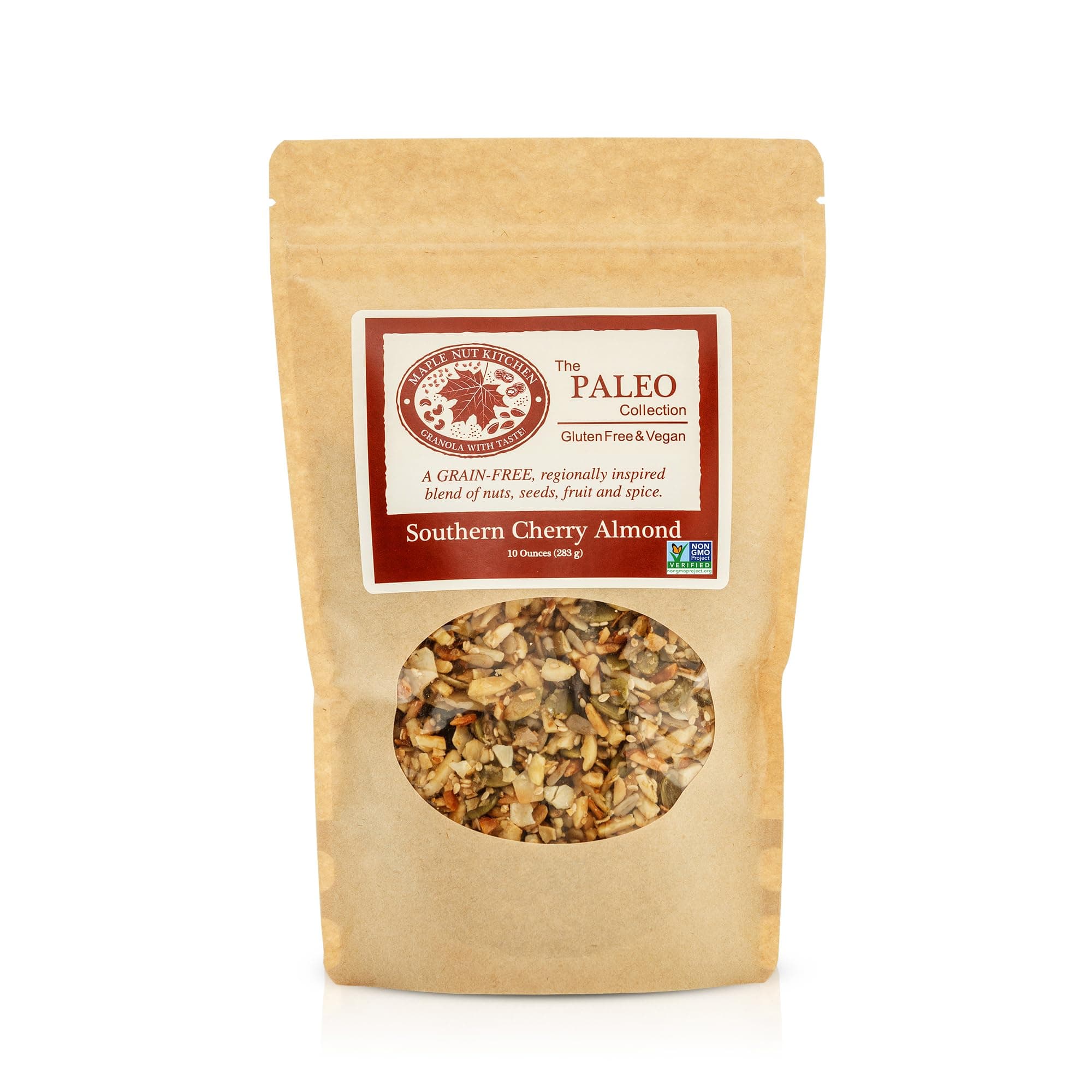 Maple Nut Kitchen Southern Cherry Almond Granola 10 oz – Paleo Grain Free Nut Granola with Tart Cherries, Coconut & Seeds – No Sugar Added, Oat Free, Gluten-Free, Vegan, High Protein, Low Carb Cereal