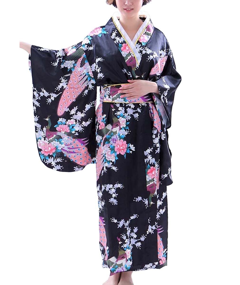 Women's Peacock Kimono Robe Japanese Dress Photography Cosplay Costume 5 Colors