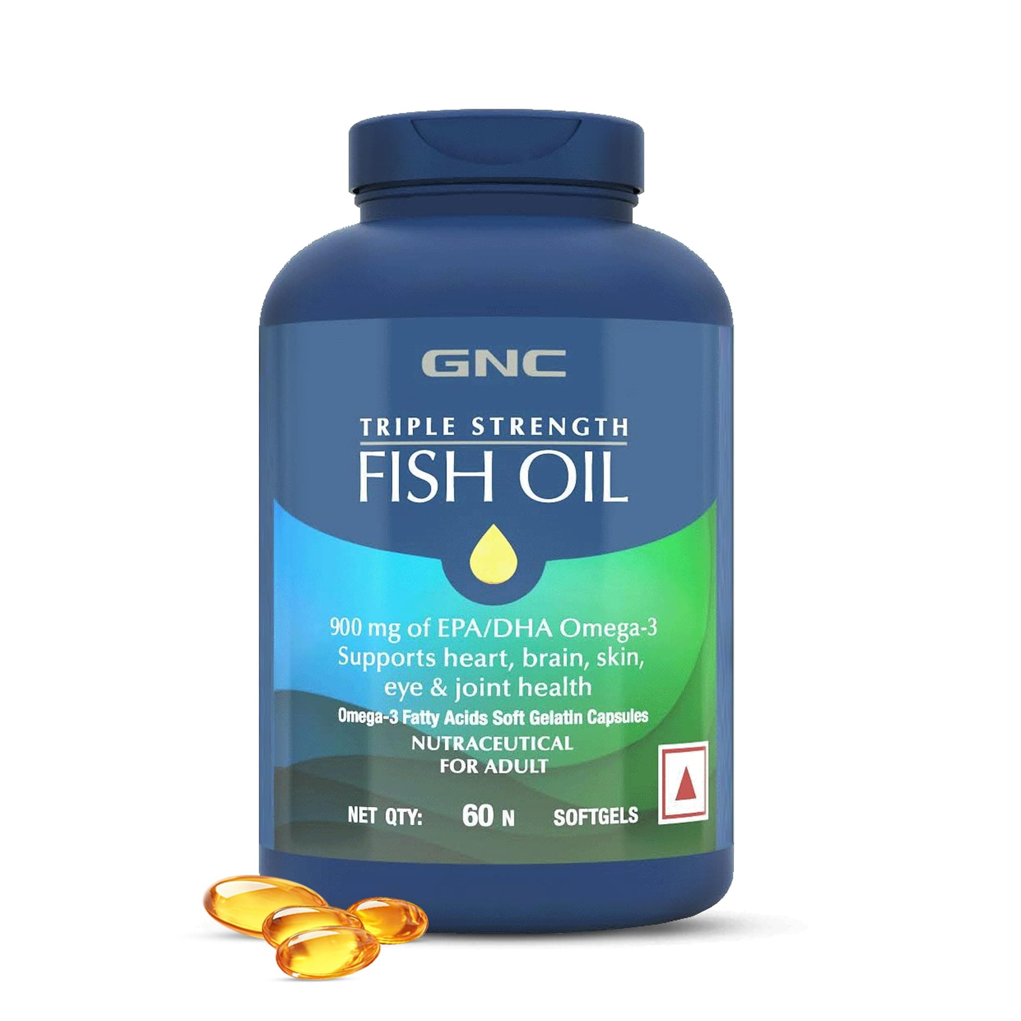 GNC Triple Strength Fish Oil 1500mg Omega-3 Supplement - 1500mg of Omega 3s including 540 mg EPA & 360 mg DHA - (60 Softgels)