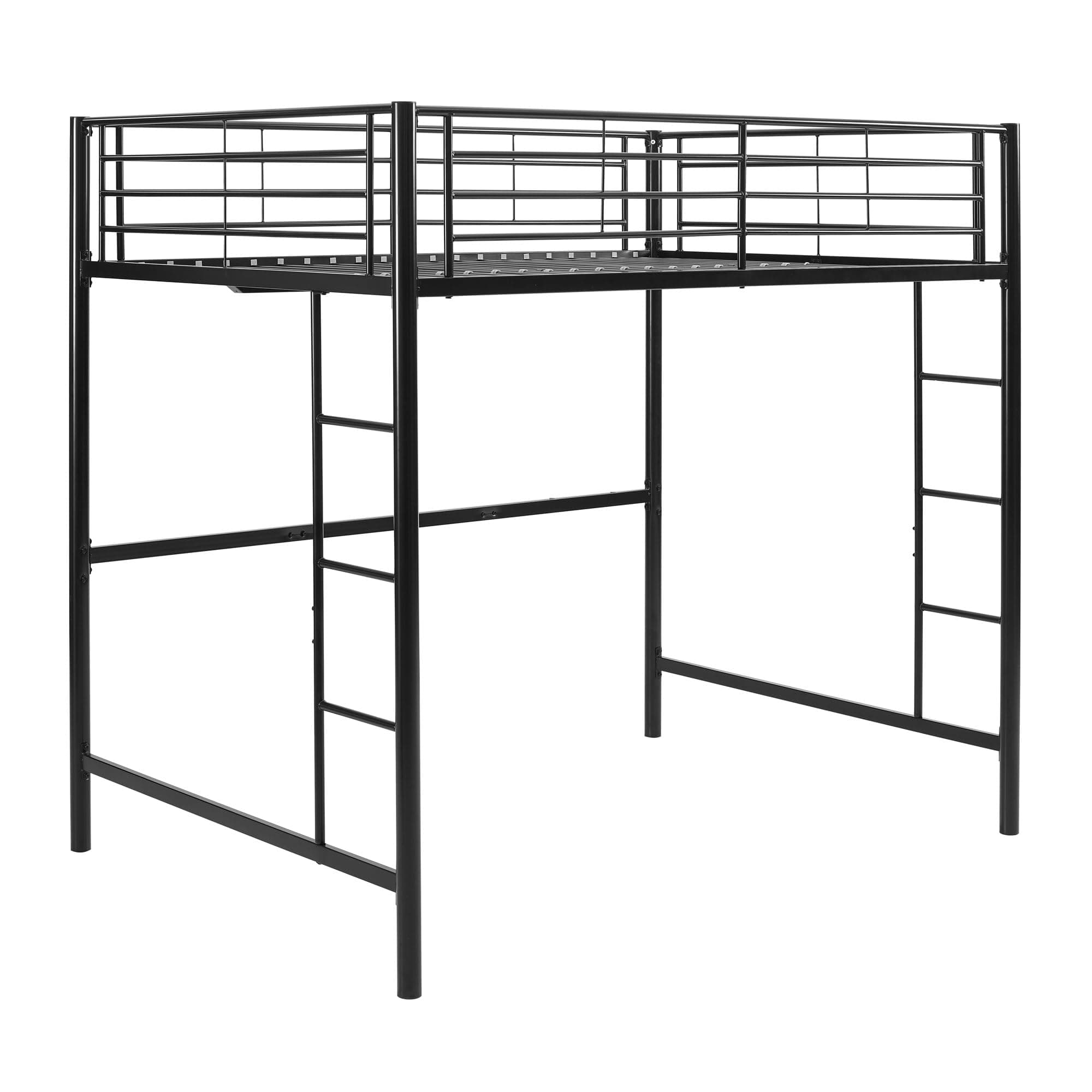 Walker Edison Orion Urban Industrial Metal Double Over Loft Bunk Bed, Full Double, Black