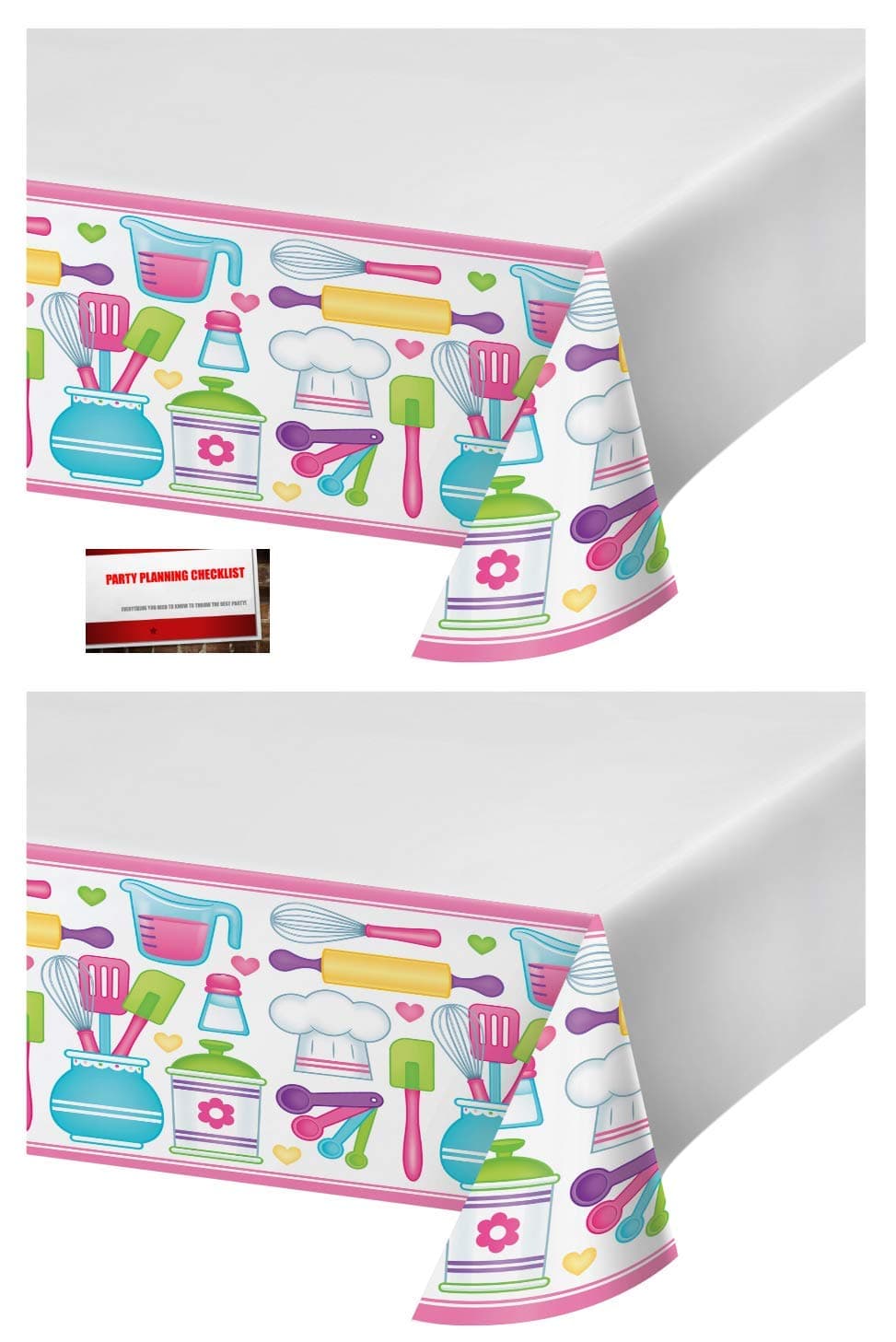 XGATML TANGDIAABBCC CHDENUO Ardour Van K-Musculo (2 Pack Little Chef Kitchen Cooking Plastic Table Cover 54 X 102 Inches (Plus Party Planning Checklist by Mikes Super Store)