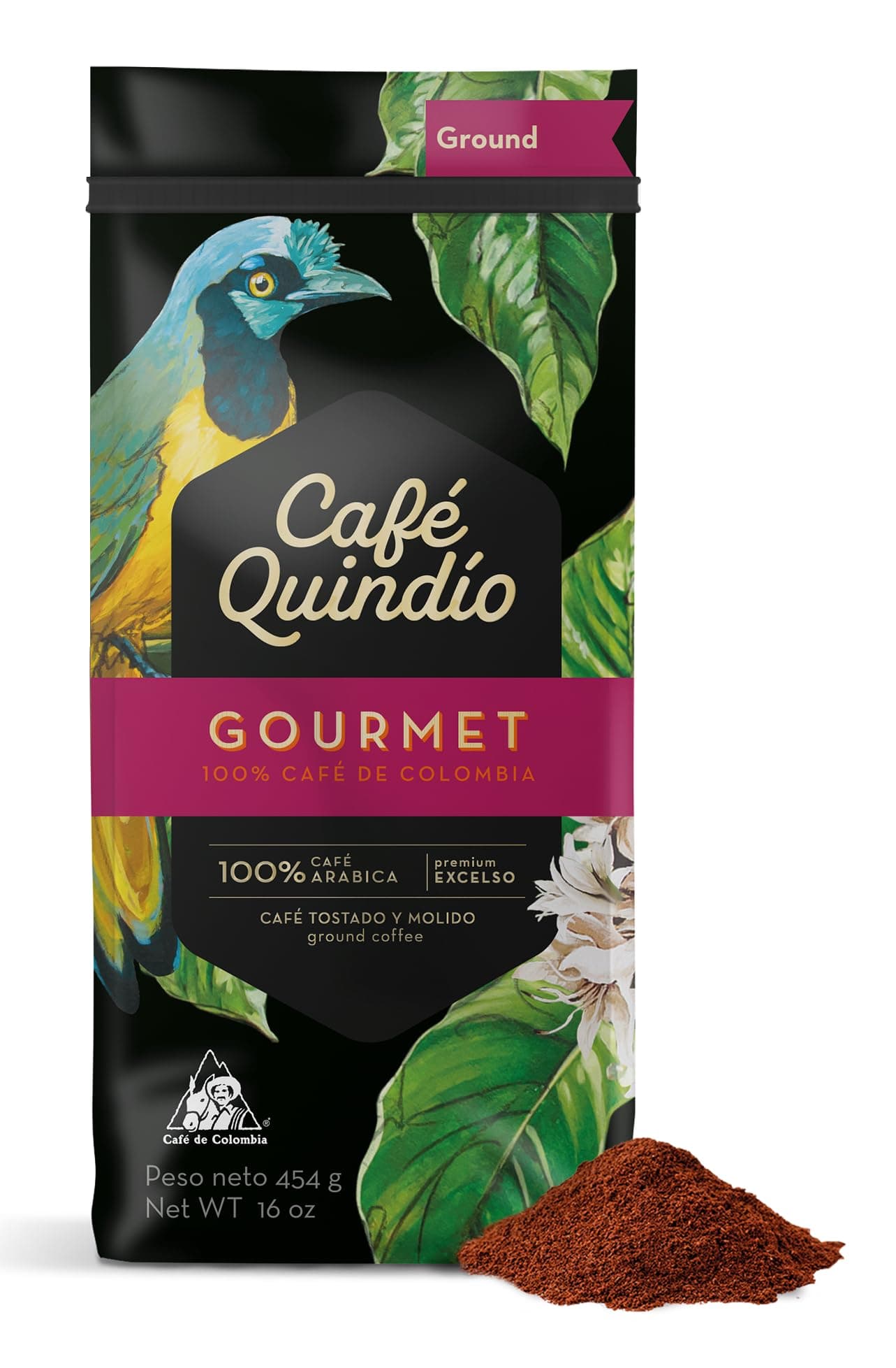 Cafe Quindio Medium Roast 100% Colombian Excelso Ground Arabica Coffee (16 Ounce (Pack of 1), Gourmet)