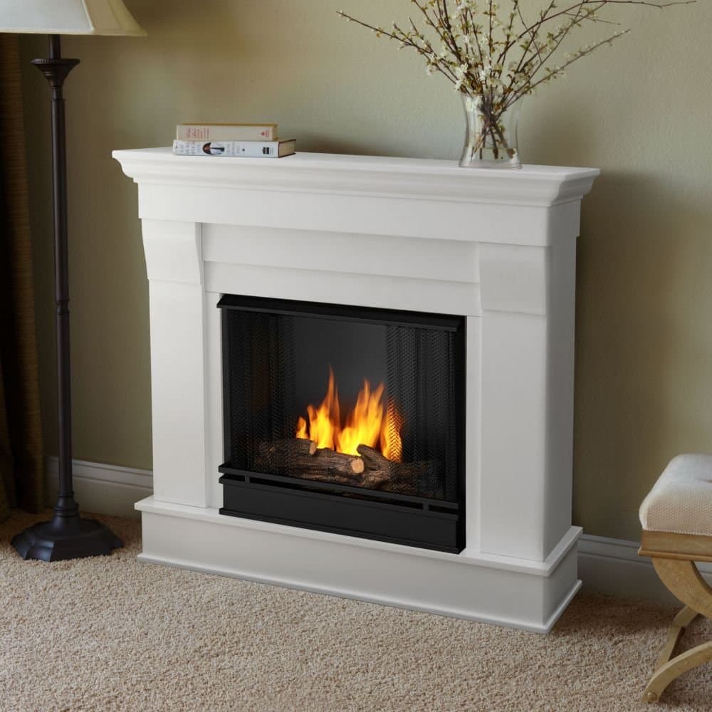 Real Flame Chateau White Finish Gel Fuel Fireplace