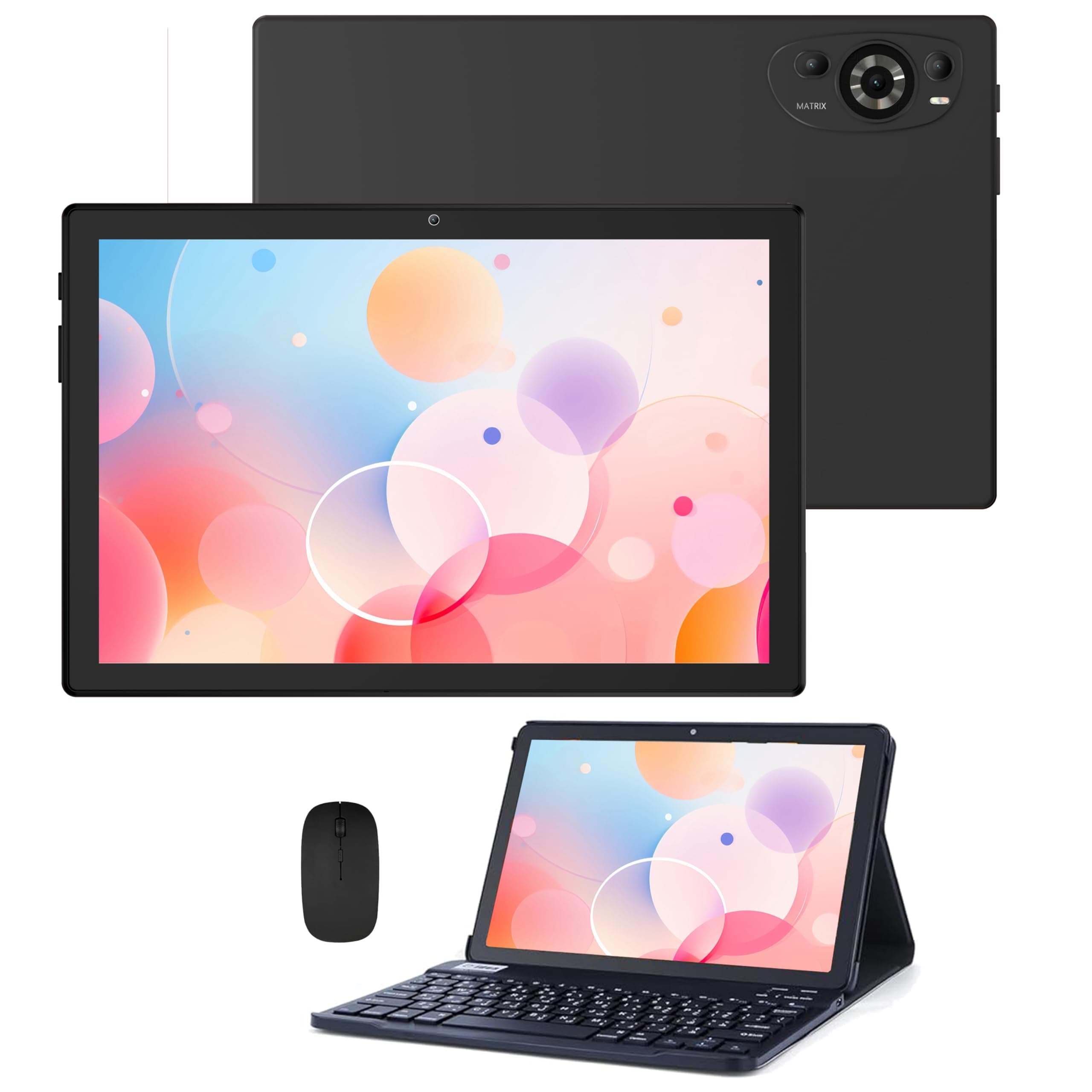 C idea 10.1" Smart Tablet CM8200 Plus, Android 14 Kids Computer Tab with Wiresless Keyboard and Protective Cover, Dual SIM 5G LTE Wifi, Zoom & Tiktok Supported (Black)