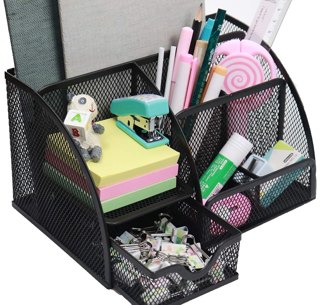 Snow Cooler Pen Holders Pencil Holders Desk Organizers Office Organizers for Desk, 7 Compartments