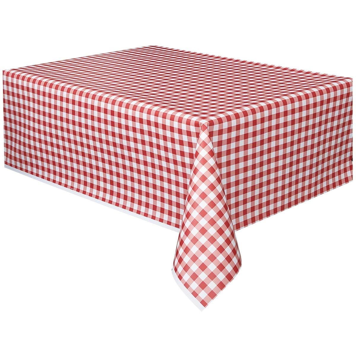 Unique Red Gingham Pattern Rectangular Plastic Table Cover (137cm x 274cm) 1 Piece - Ideal for Parties and Events