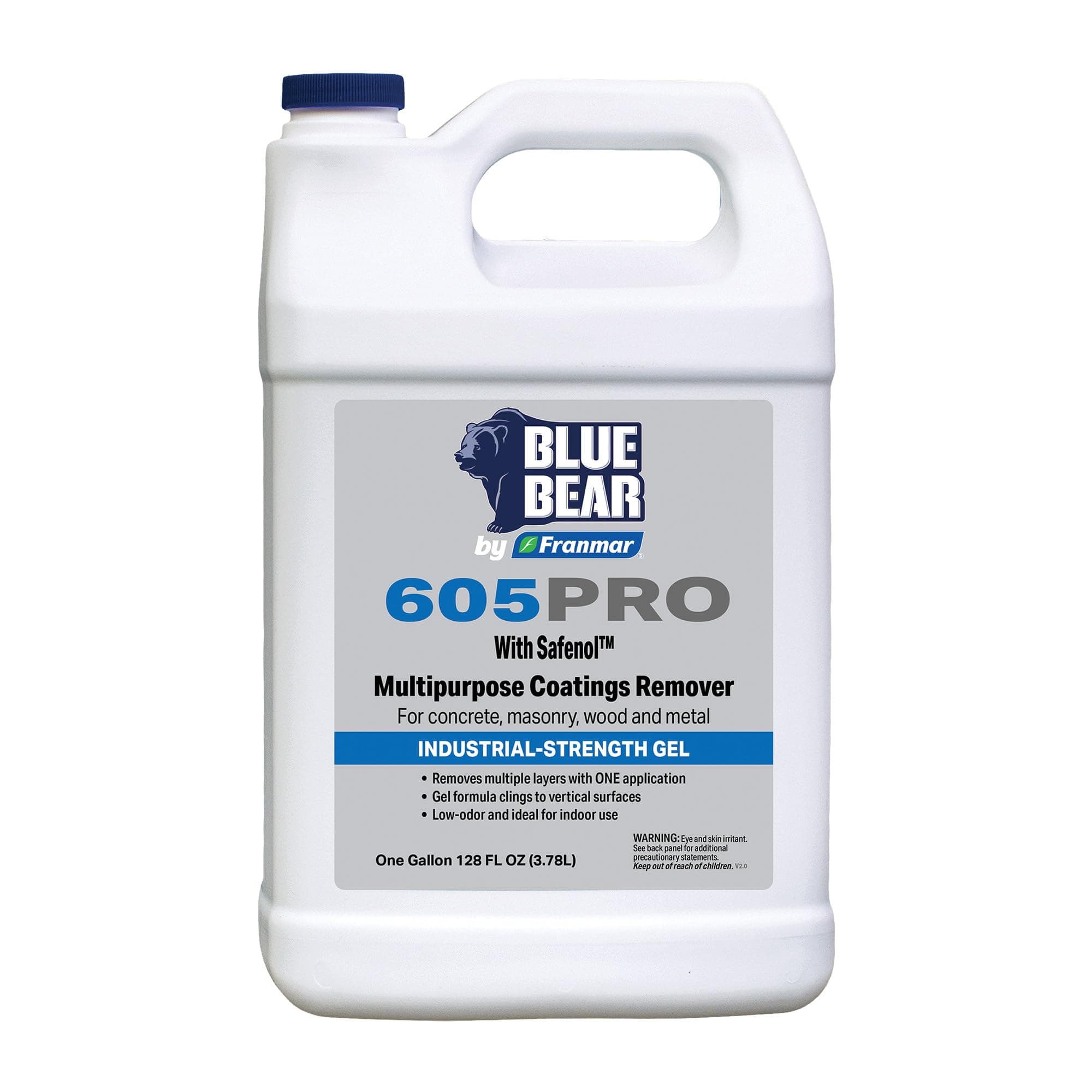 Blue Bear 605PRO: Multipurpose Coatings Remover – Professional, Low-Odor, Non-Caustic Formula Removes Paint, Varnish, Enamel & Urethane from Wood, Metal, Concrete & Masonry – 1 Gal
