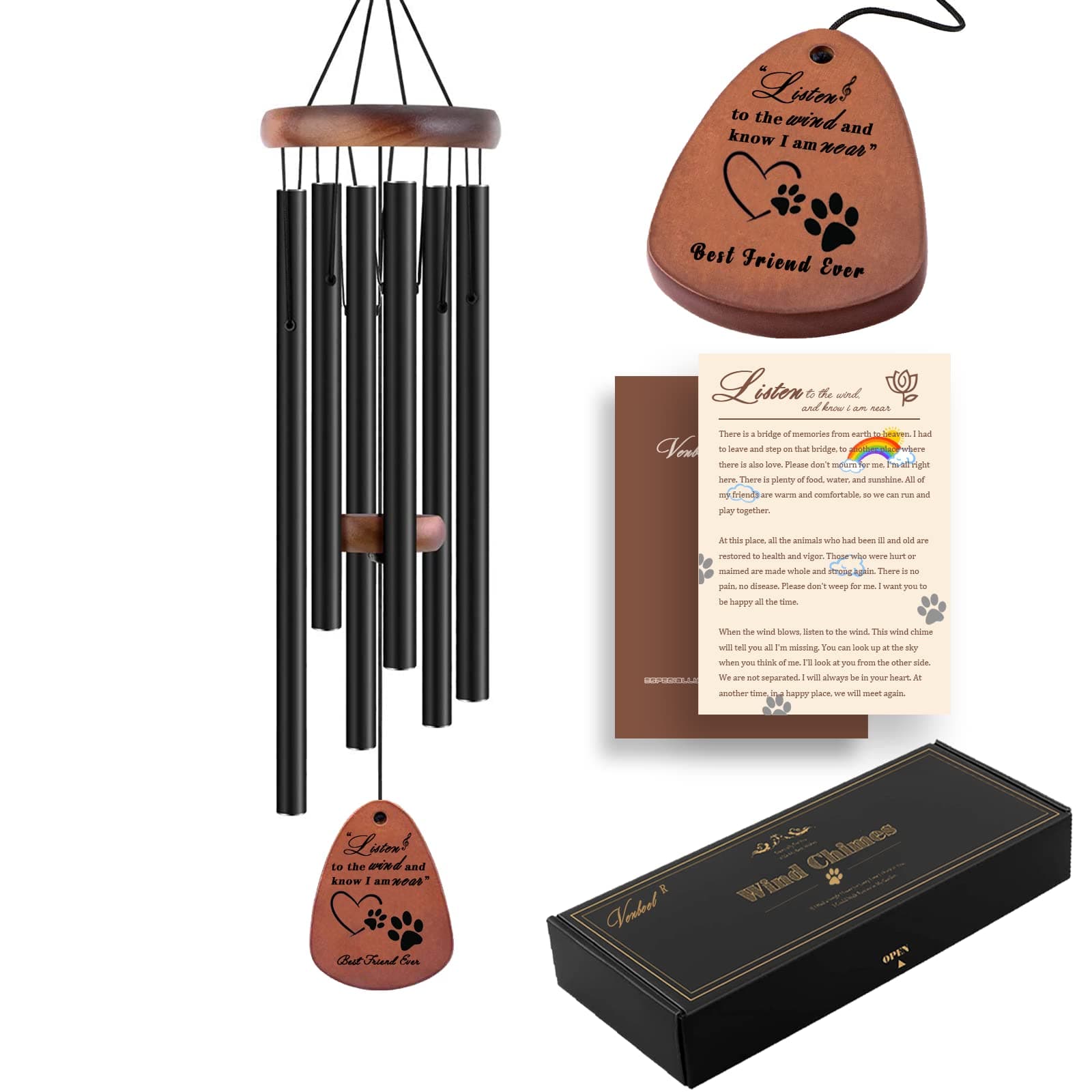 Dog Memorial Gifts, 28" Pet Memorial Wind Chimes, Loss of Dog Sympathy Gift, Pet Loss Passing Away Remembrance Bereavement Gift