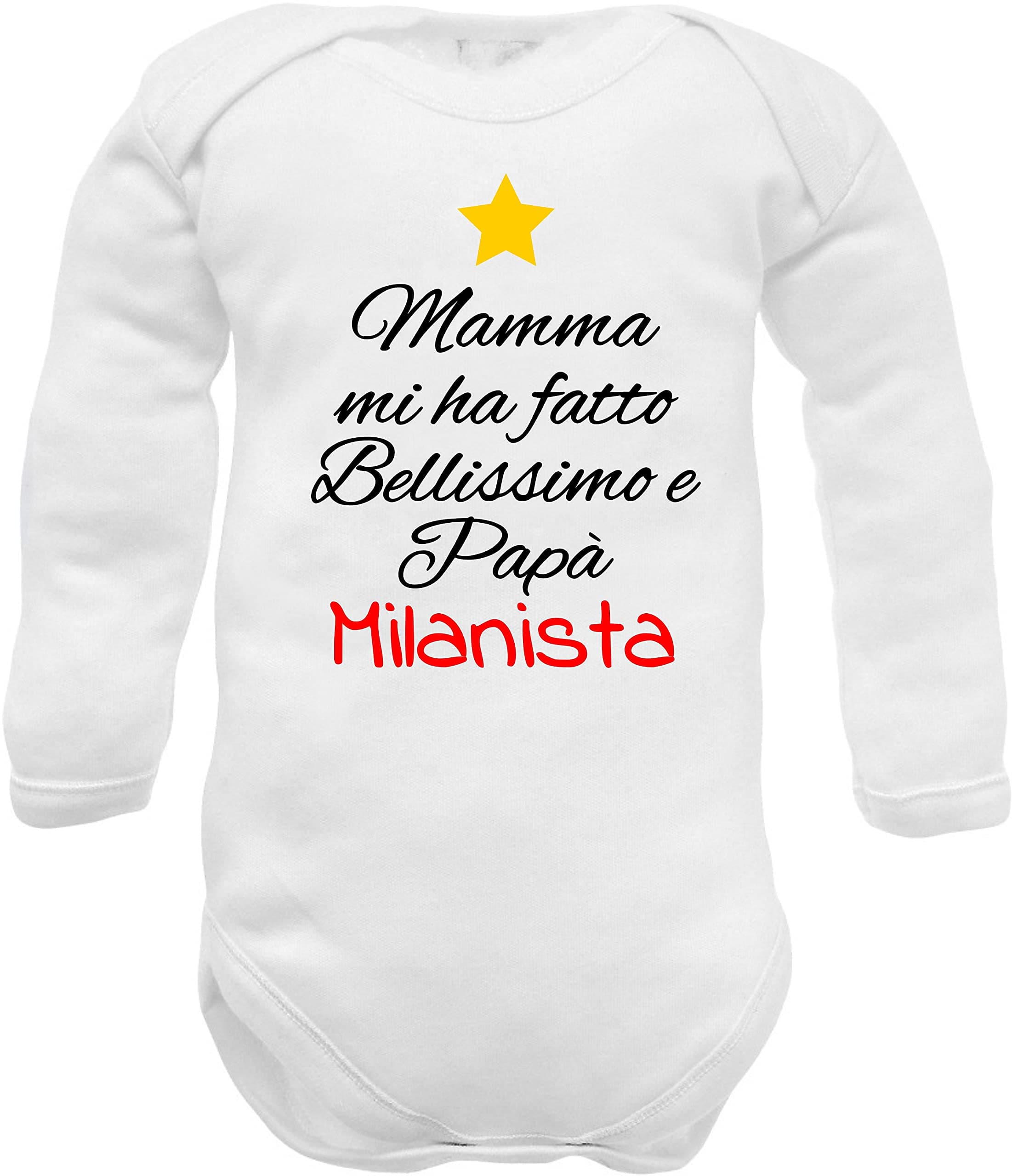 Corredino NeonatoFunny baby bodysuit with phrase Milan Mamma mi did beau et papa Milani, Milaniste baby bodysuit, 0-3 Months