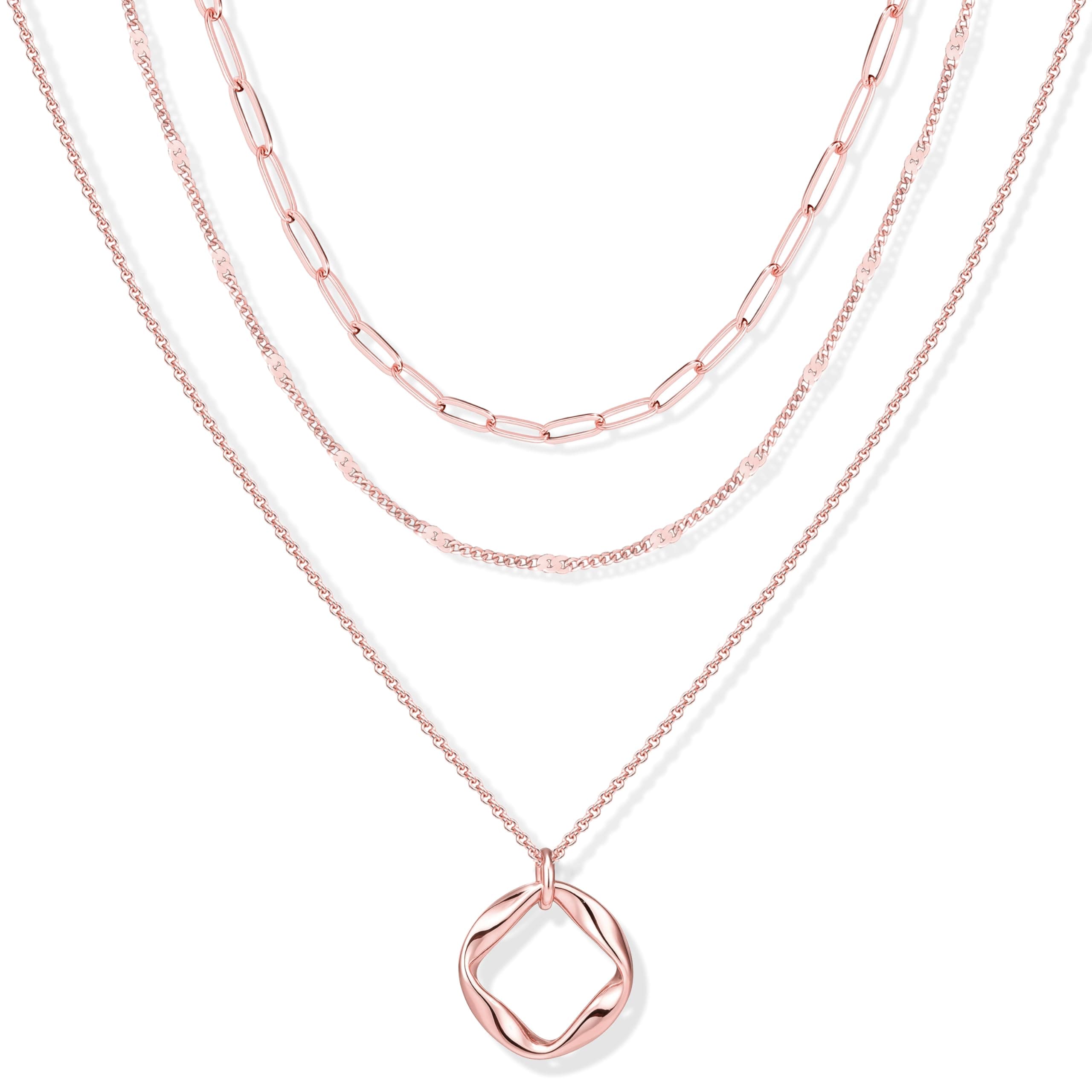 Layered Gold Necklaces for Women, Stackable Dainty 14K Gold Silver Plated Trendy Simple Heart Diamond Cross Bow Circle Pendant Paperclip Choker Dot Chain Necklace,Jewelry Set Gifts for Women