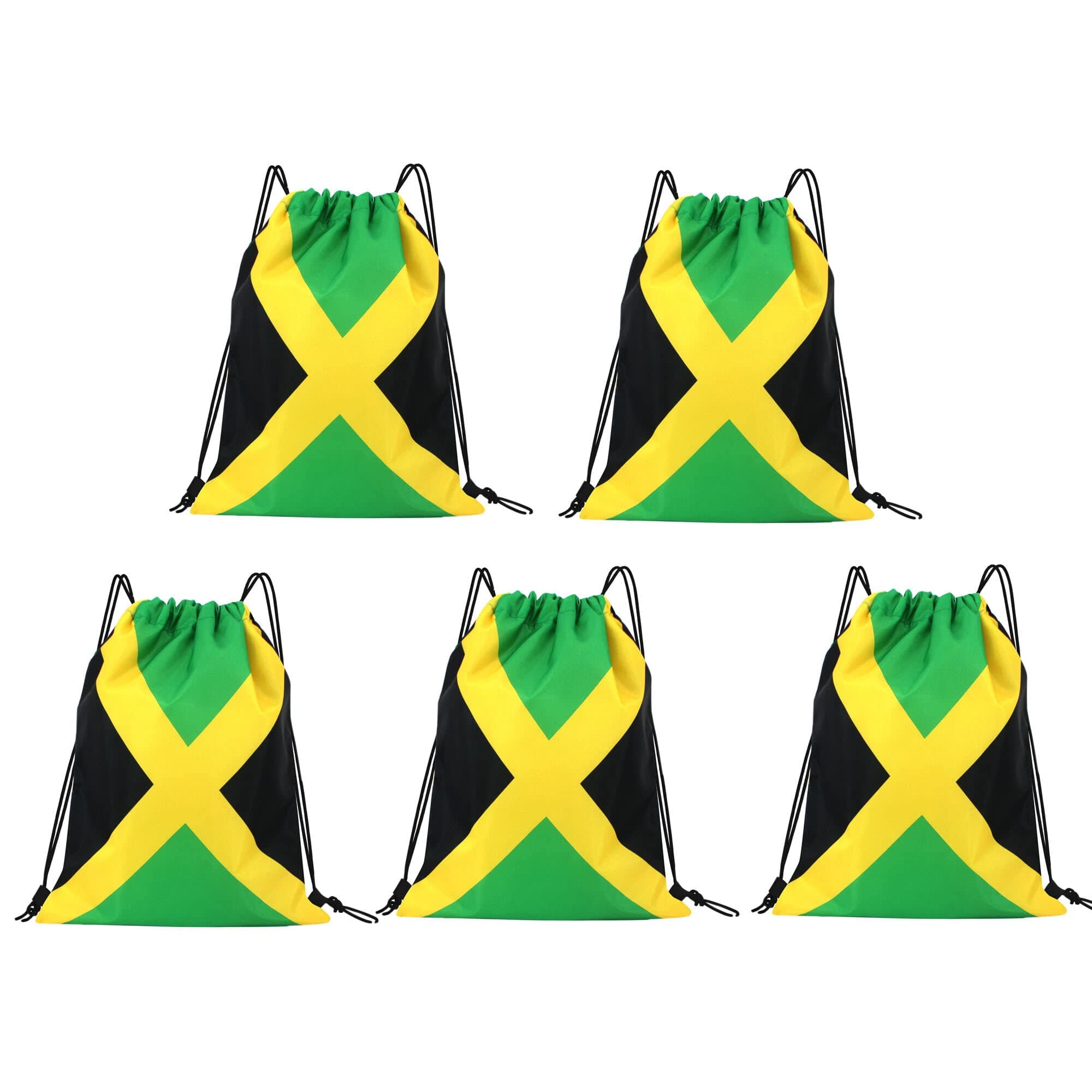 Man and Women 5pcs Drawstring Backpack Waterproof Gym Sports Trave String Bag Cheer Bag Jamaican Afro Rasta（Jamaican 5pcs ）