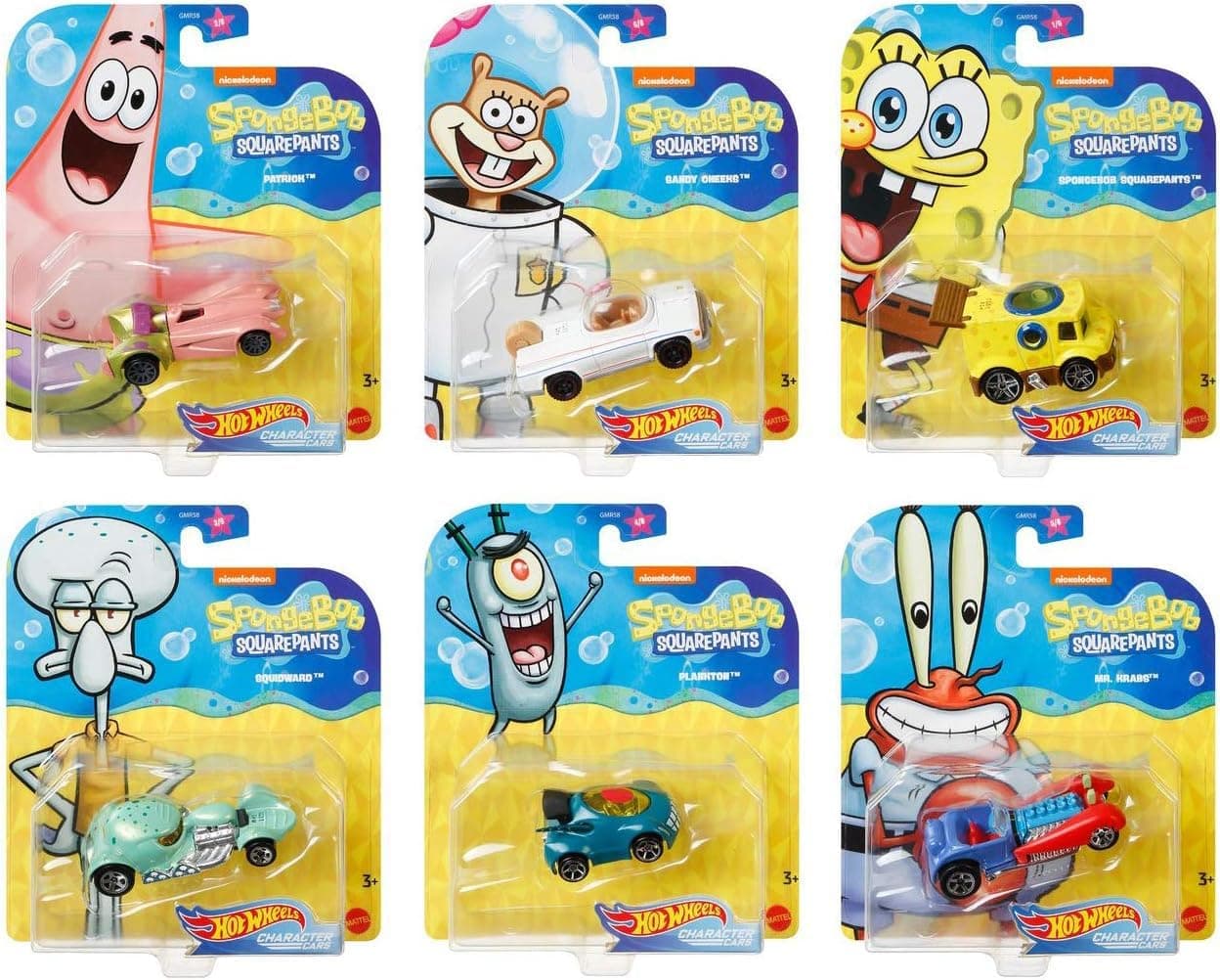 Underwater Wheels Spongebob Squarepants Toy Car - Pack of 6