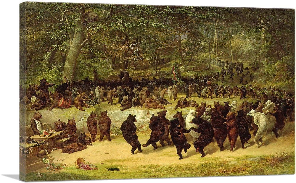ARTCANVAS The Bear Dance 1850 Canvas Art Print by William Holbrook Beard - 26" x 18" (0.75" Deep)