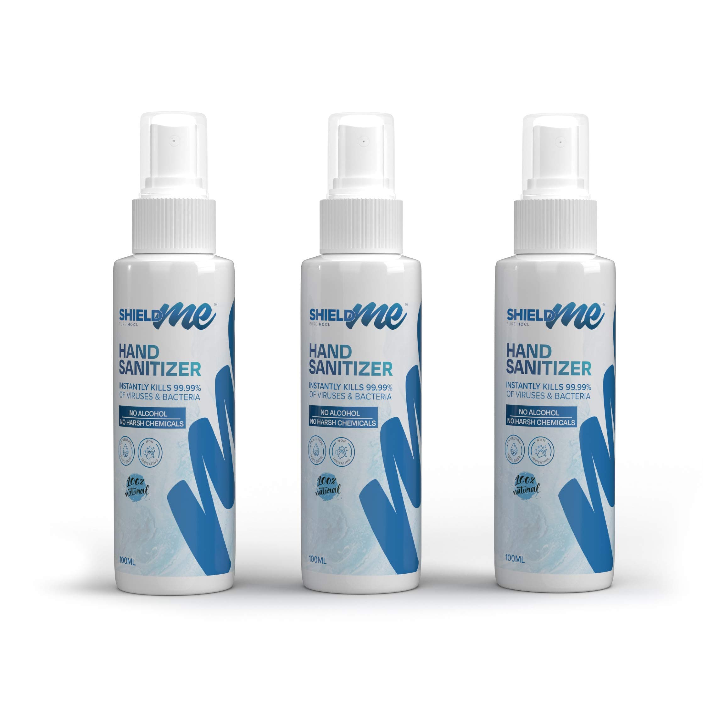 High Level Hand Sanitizer & Surface Disinfectant 100% Natural - SHIELDme [3 X 100 ML]