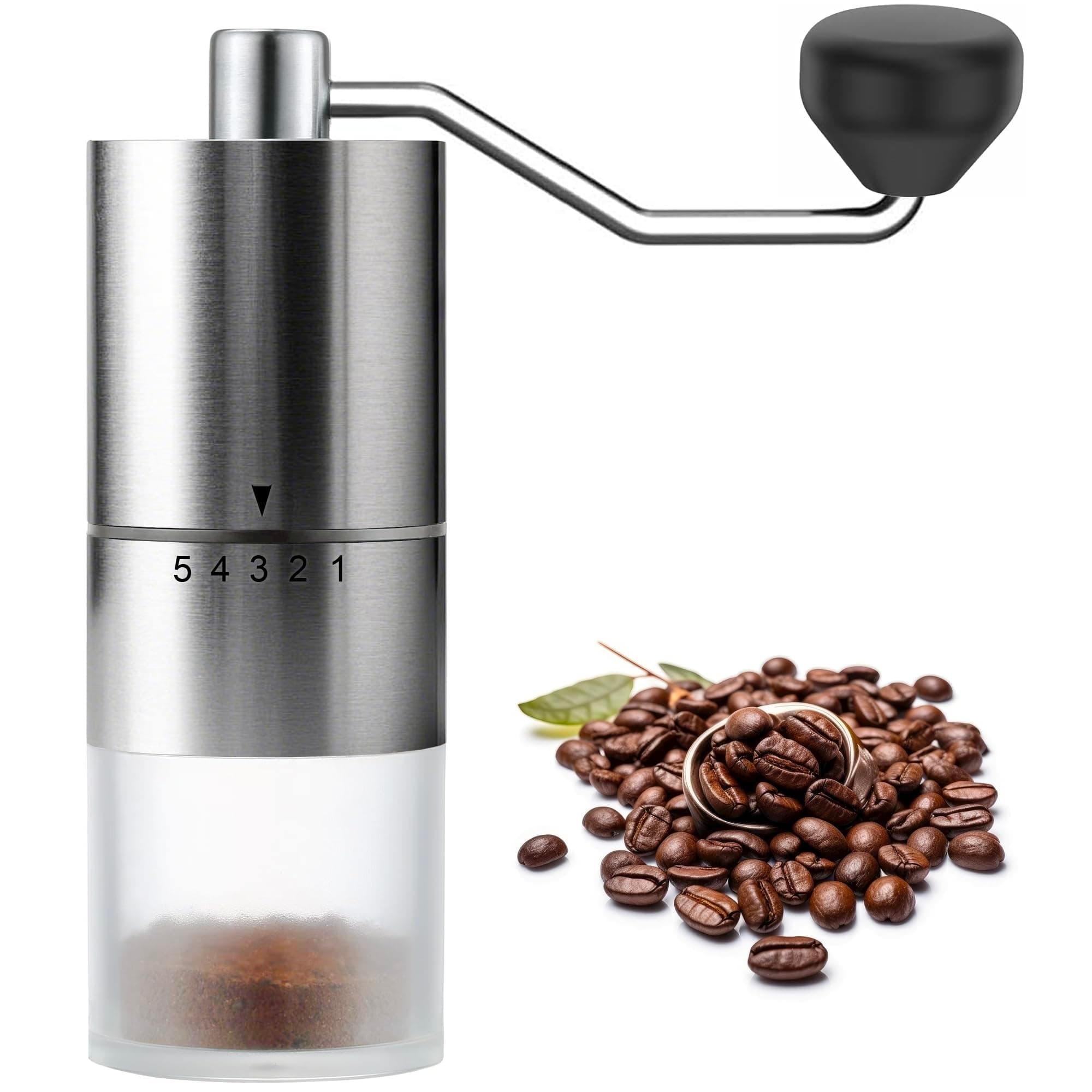 Portable Manual Coffee Grinder - Ceramic Conical Burr with 5 Adjustable Settings for Grinding, Perfect for Espresso Enthusiasts at Home, Office, or Camping