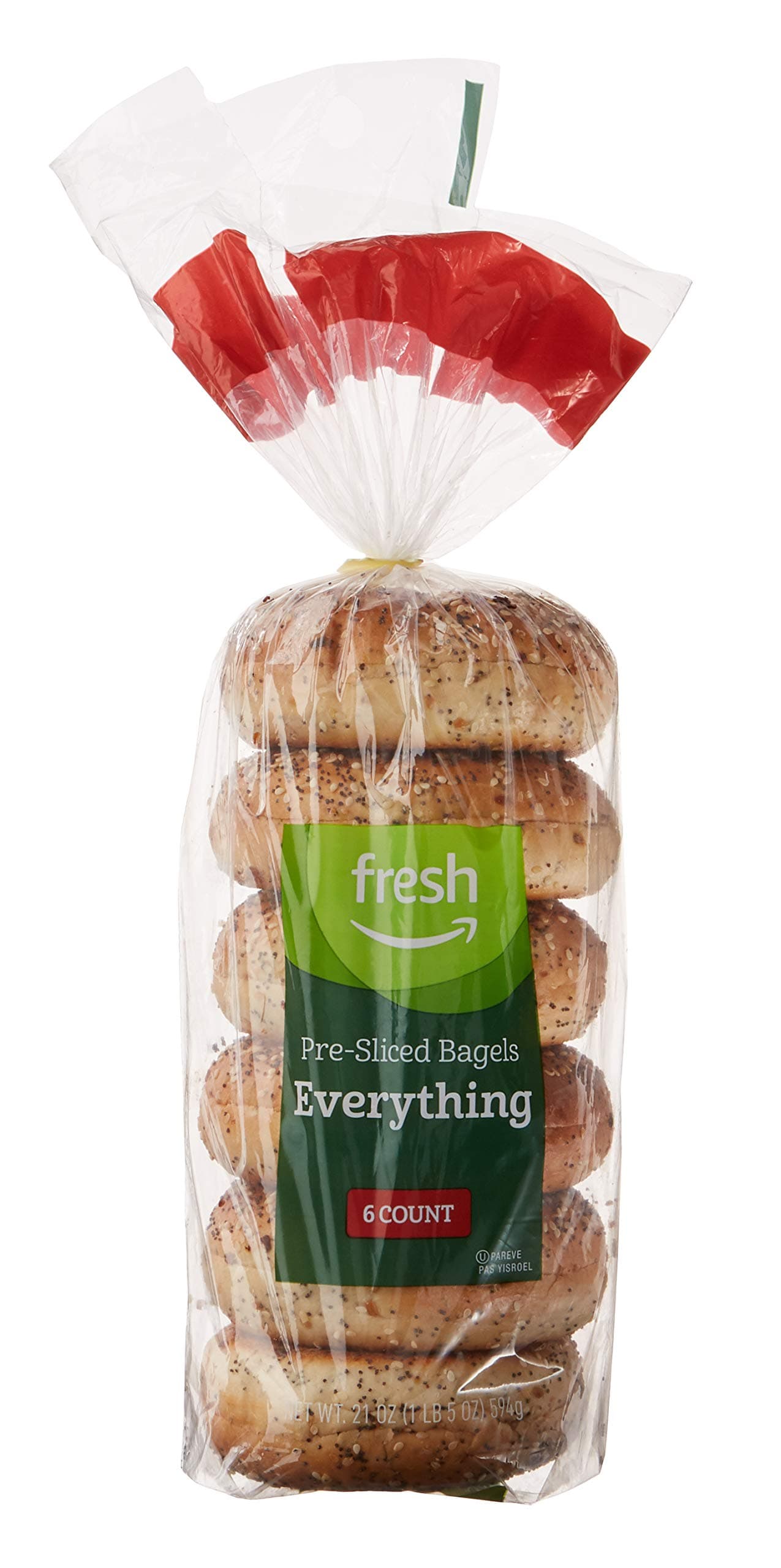 Amazon Fresh Brand, Everything Pre Sliced Bagels, 21 Oz, 6 Count (Packaging May Vary)