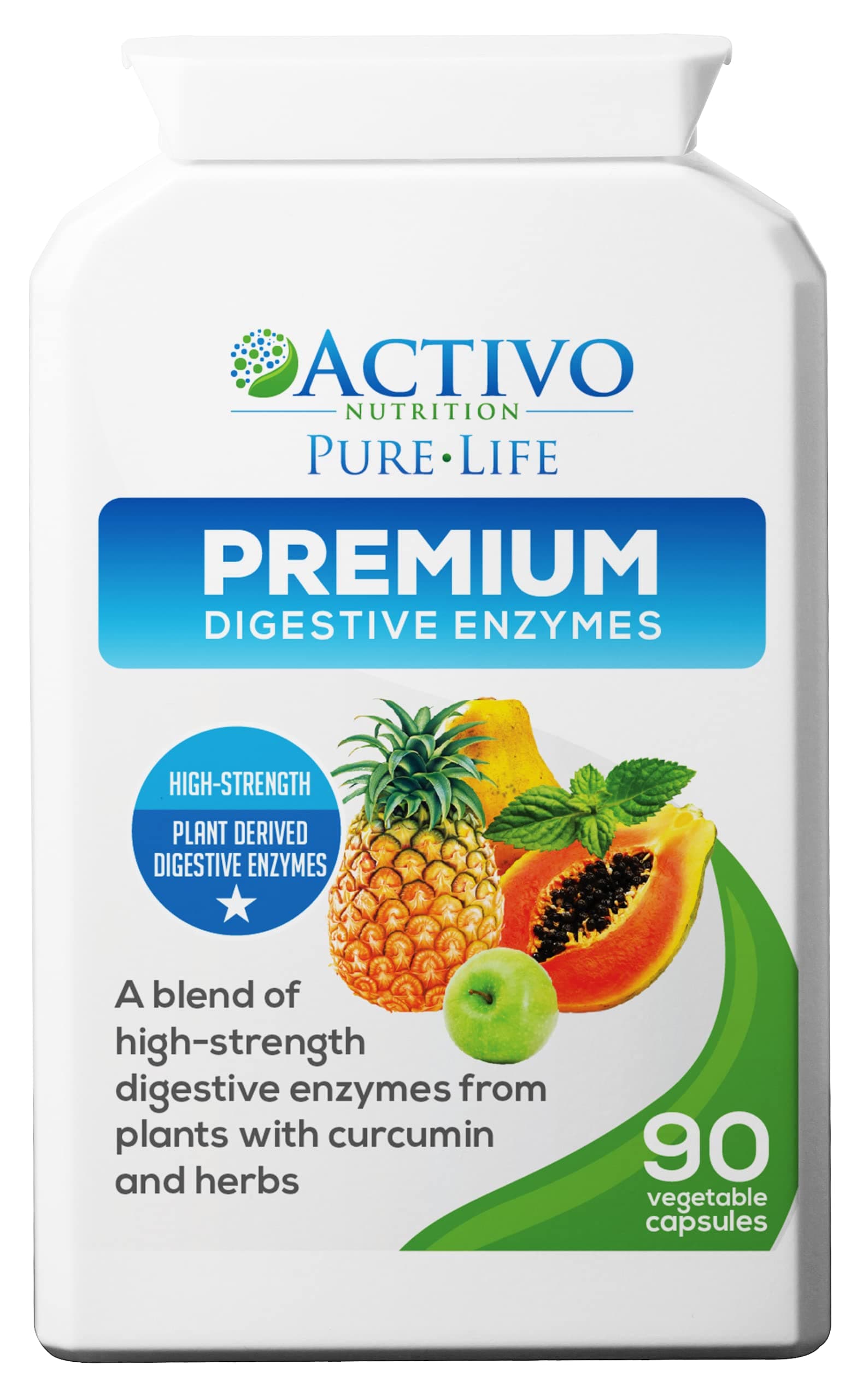 Premium Digestive Enzymes Recommended by Naturopath Max Tomlinson in Marie Claire Magazine as a Blend to Relieve Gas & Bloating for Men and Women, 90 Veggie Capsules for Maximum Absorption, Made in UK