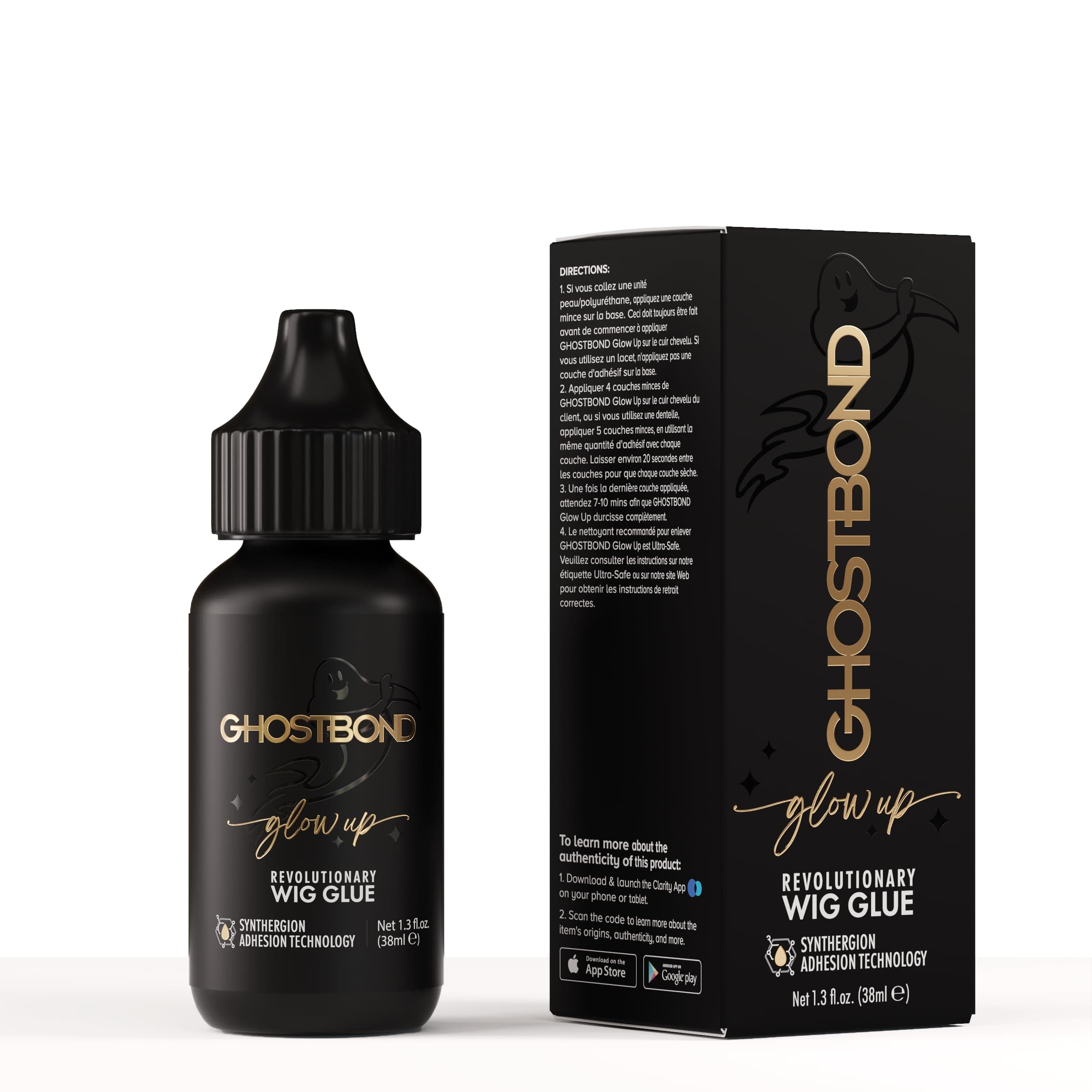 GHOSTBOND Glowup Revolutionary Wig Glue 1.3oz - Hair Replacement Adhesive that Stays for A Week: Water & Oil-Resistant, Strong Hold for Secure & Natural-Looking Wigs, Toupees, Poly & Lace Systems