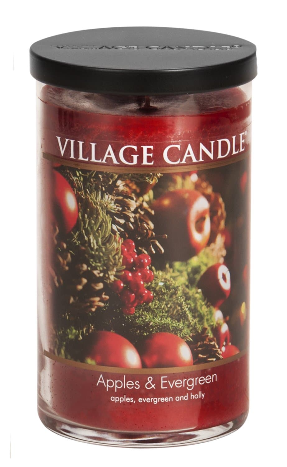 Apples & Evergreen Large Tumbler Glass Jar, Scented Candle, 19 oz., Red