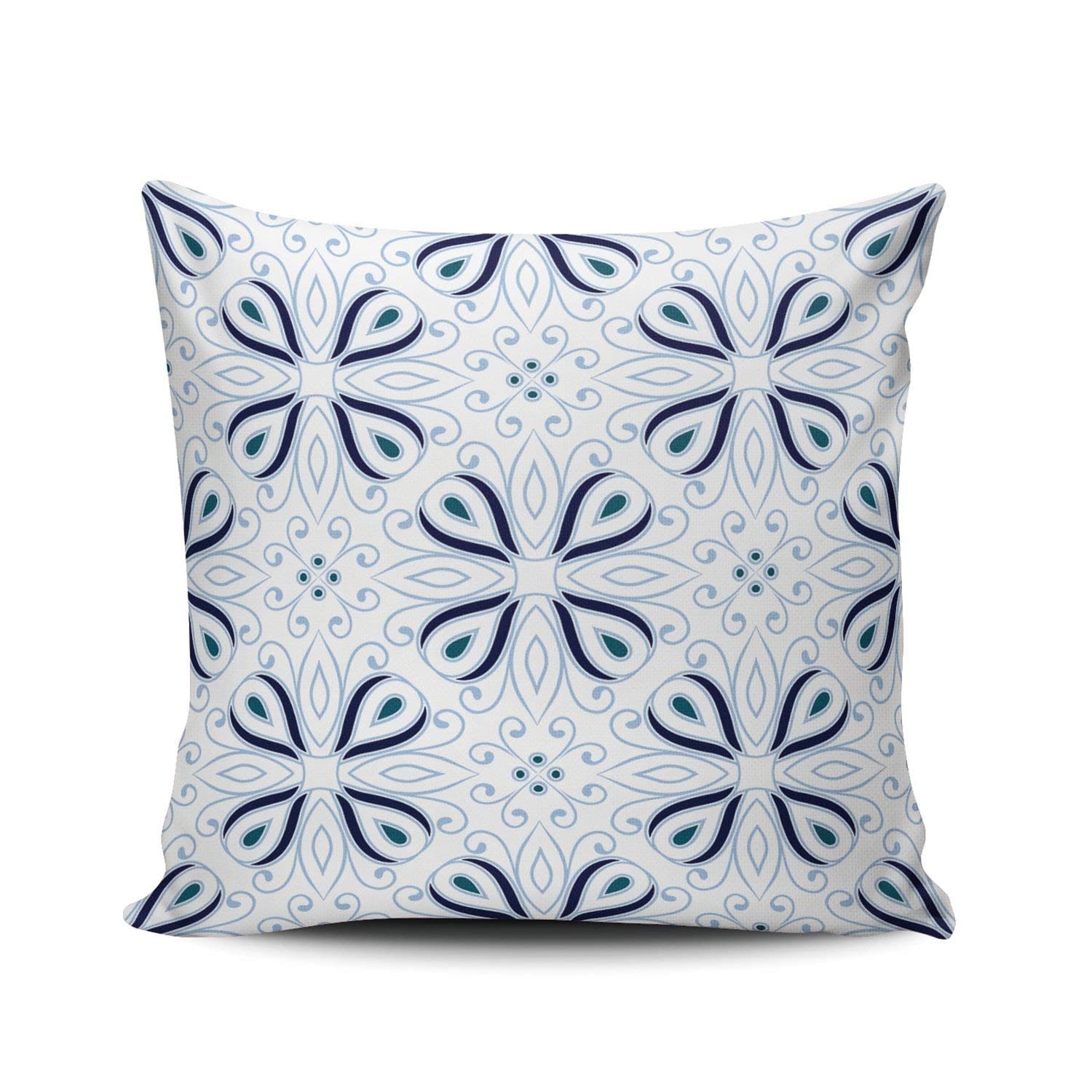 SOSHU Throw Pillow Covers Retro Arabesque Blue Flower Geometric Moroccan Cushion Cases for Sofa Home Decorative Pillowcases Square Size 24x24 Inches Printed Both Sides