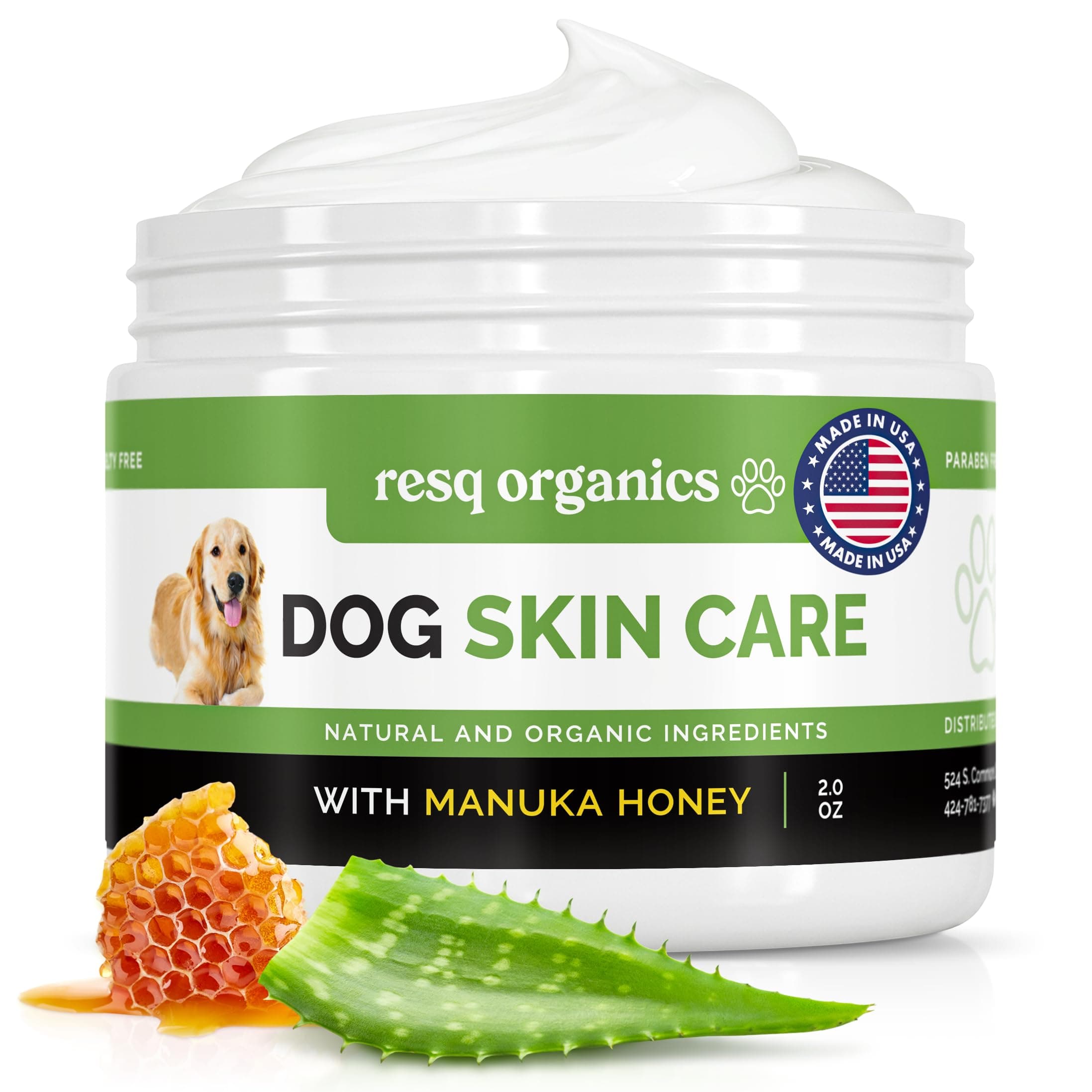 Hot Spot Treatment for Dogs - Pet Wound Care, Healing Ointment for Pets Itchy Skin Relief, Dry Skin Treatment, Natural Allergy Relief, Dog Paw Balm + Manuka Honey, Aloe Vera, Vitamin E (2 Oz.)