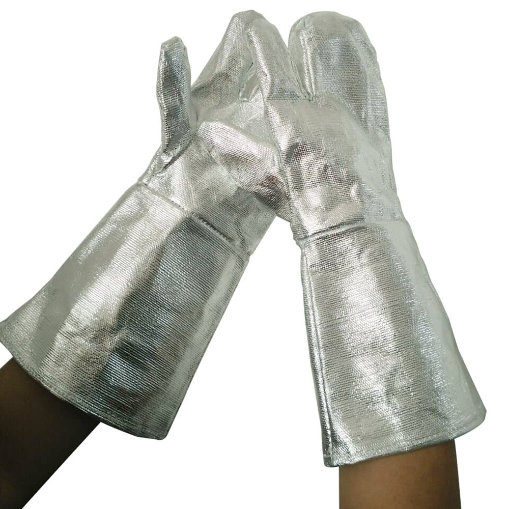 38cm High Temp(500-1000 centigrade) Heat Resistant Aluminized Welding Glove Safety Fire Welder Welding TIG MIG Work Gloves W/3 Finger