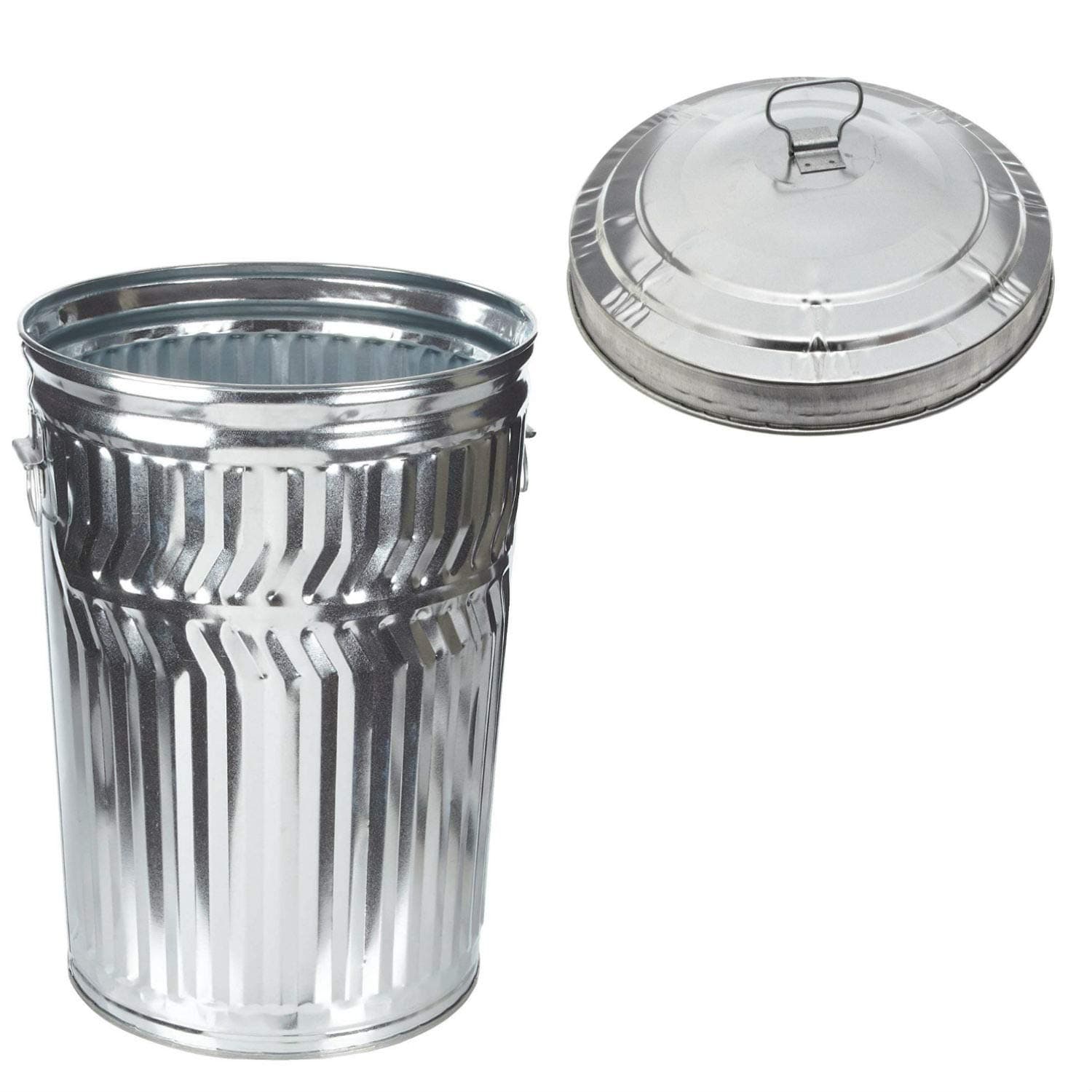 Witt Industries Galvanized Steel 32-Gallon Light Duty Trash Can with Galvanized Steel Light Duty Waste Lid, Round