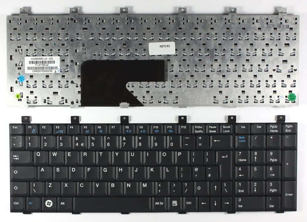 Everex 71-31756-02, Everex K022605B2, Everex StepNote XT5000T, Everex StepNote XT5300T, Fujitsu Siemens 71-31756-02 Black UK Replacement Laptop Keyboard