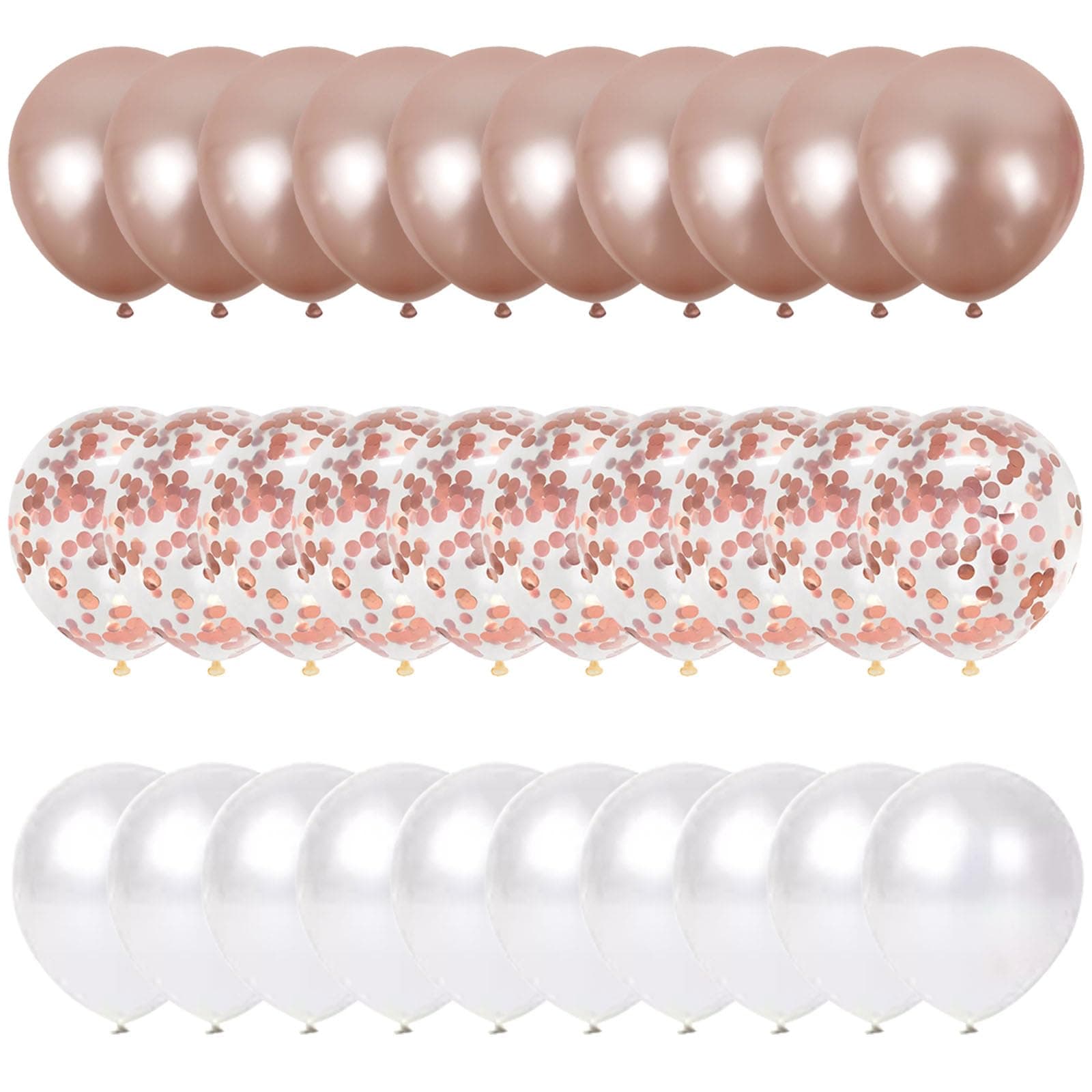 60pcs 12 Inches White and Rose Gold Balloons Metallic Rose Gold and White Balloons Set Rose Gold Confetti Balloons Latex Balloons Helium Balloons for Wedding Anniversary Birthday Party Decorations